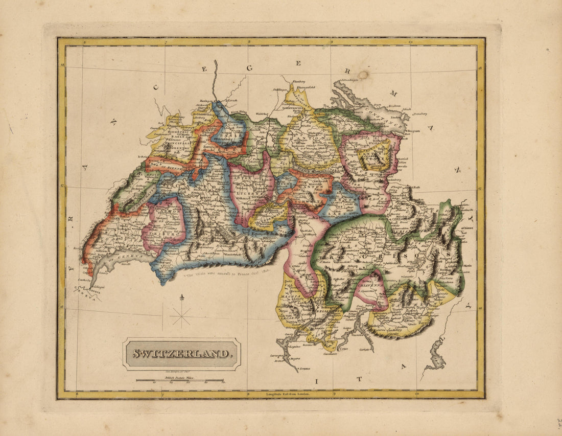 Switzerland from a New and Elegant General Atlas, Containing Maps of Each of the United States 1817 by Relic Map Company