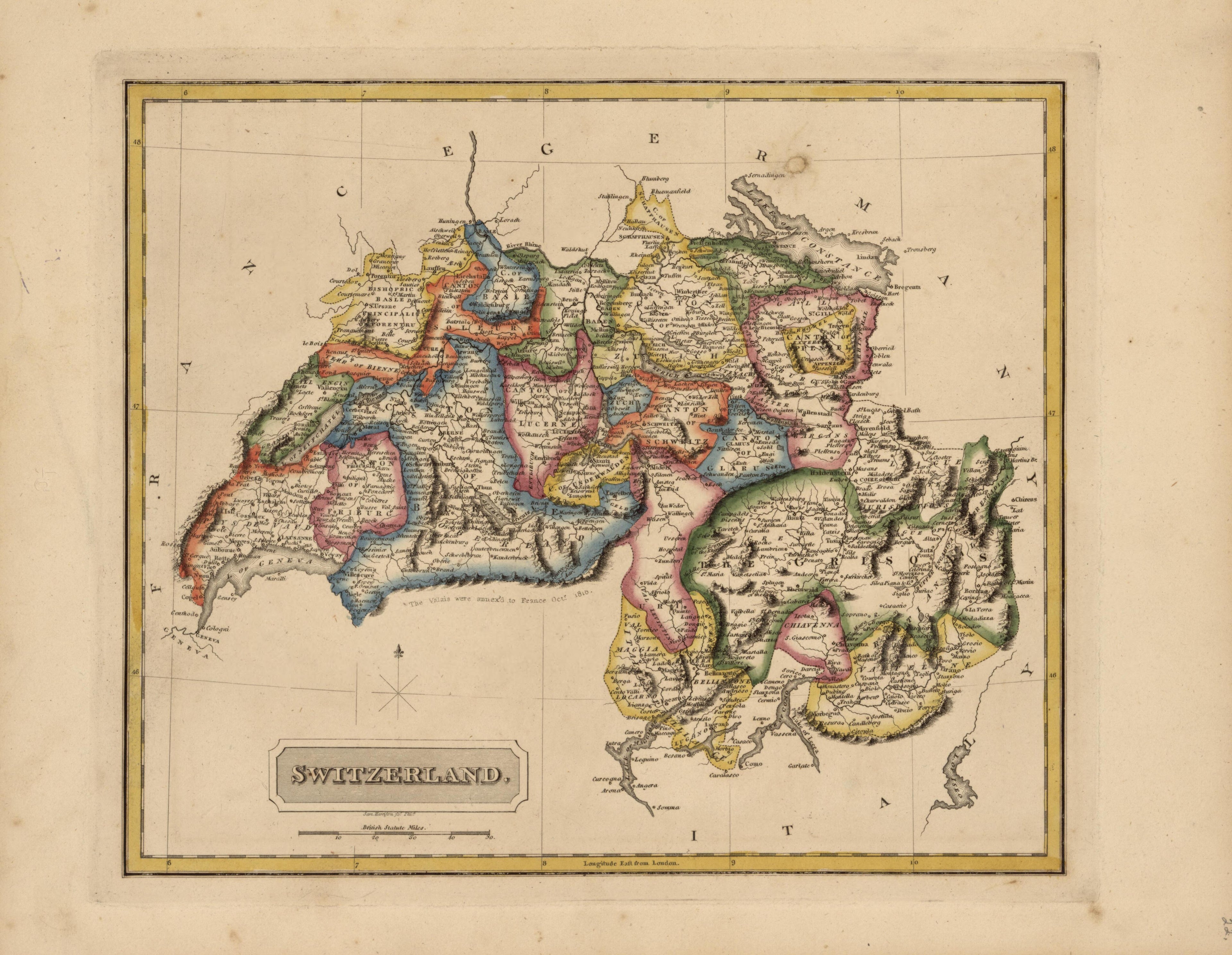 Switzerland from a New and Elegant General Atlas, Containing Maps of Each of the United States 1817 by Relic Map Company