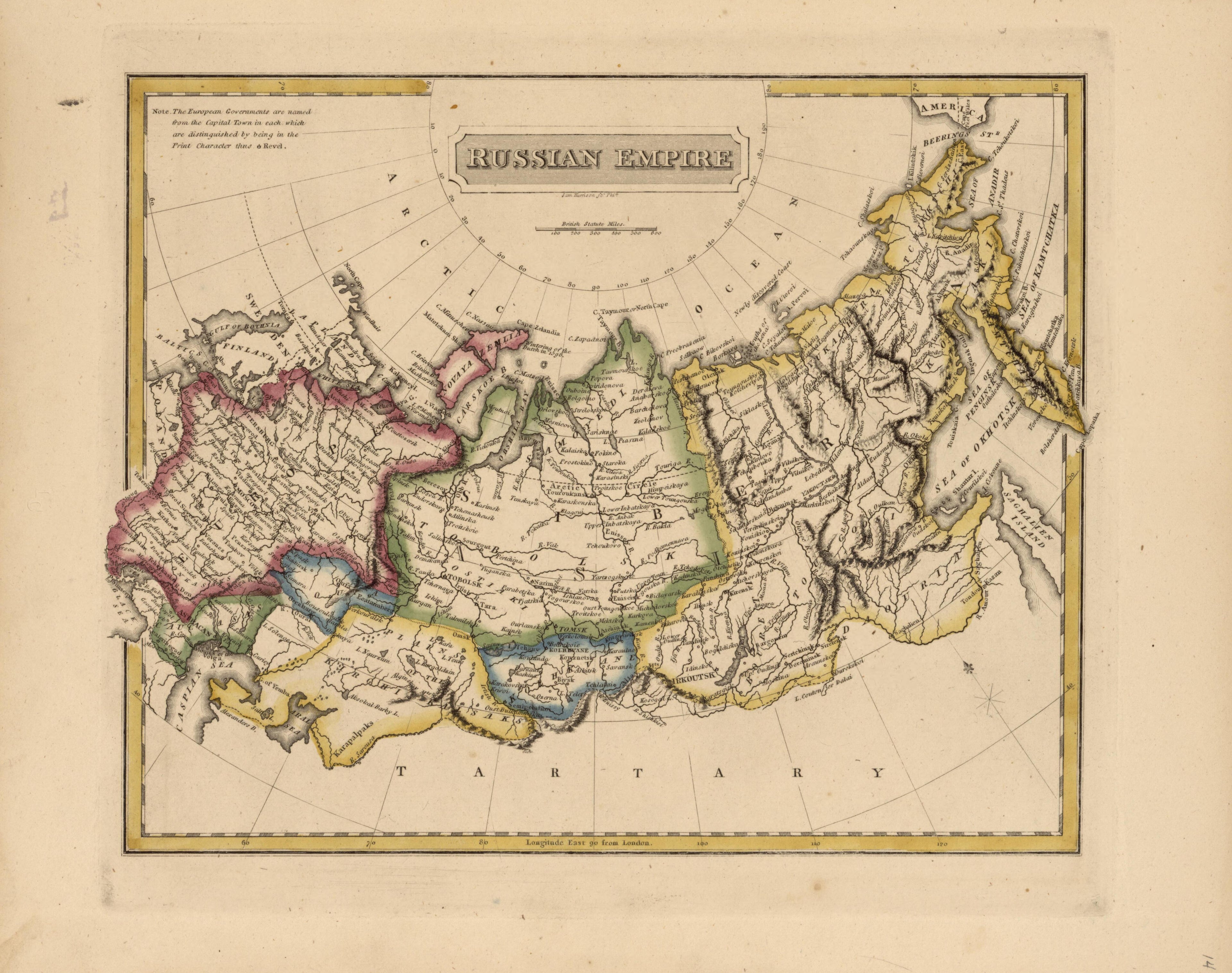Russian Empire from a New and Elegant General Atlas, Containing Maps of Each of the United States 1817 by Relic Map Company