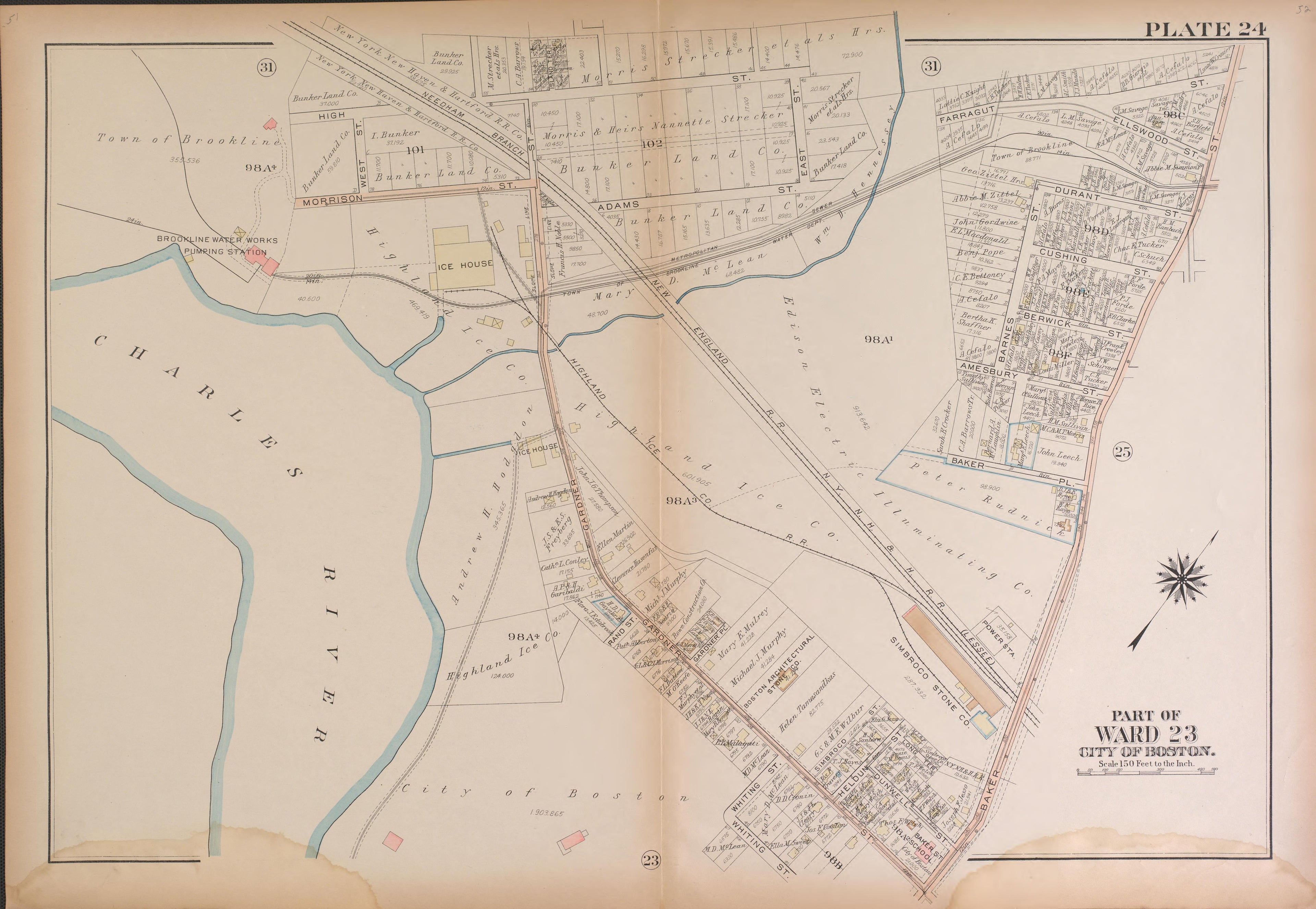 Boston, Ward 23--continued from Atlas of the City of Boston, West Roxbury : from Actual Surveys and Official Plans 1924 by Relic Map Company