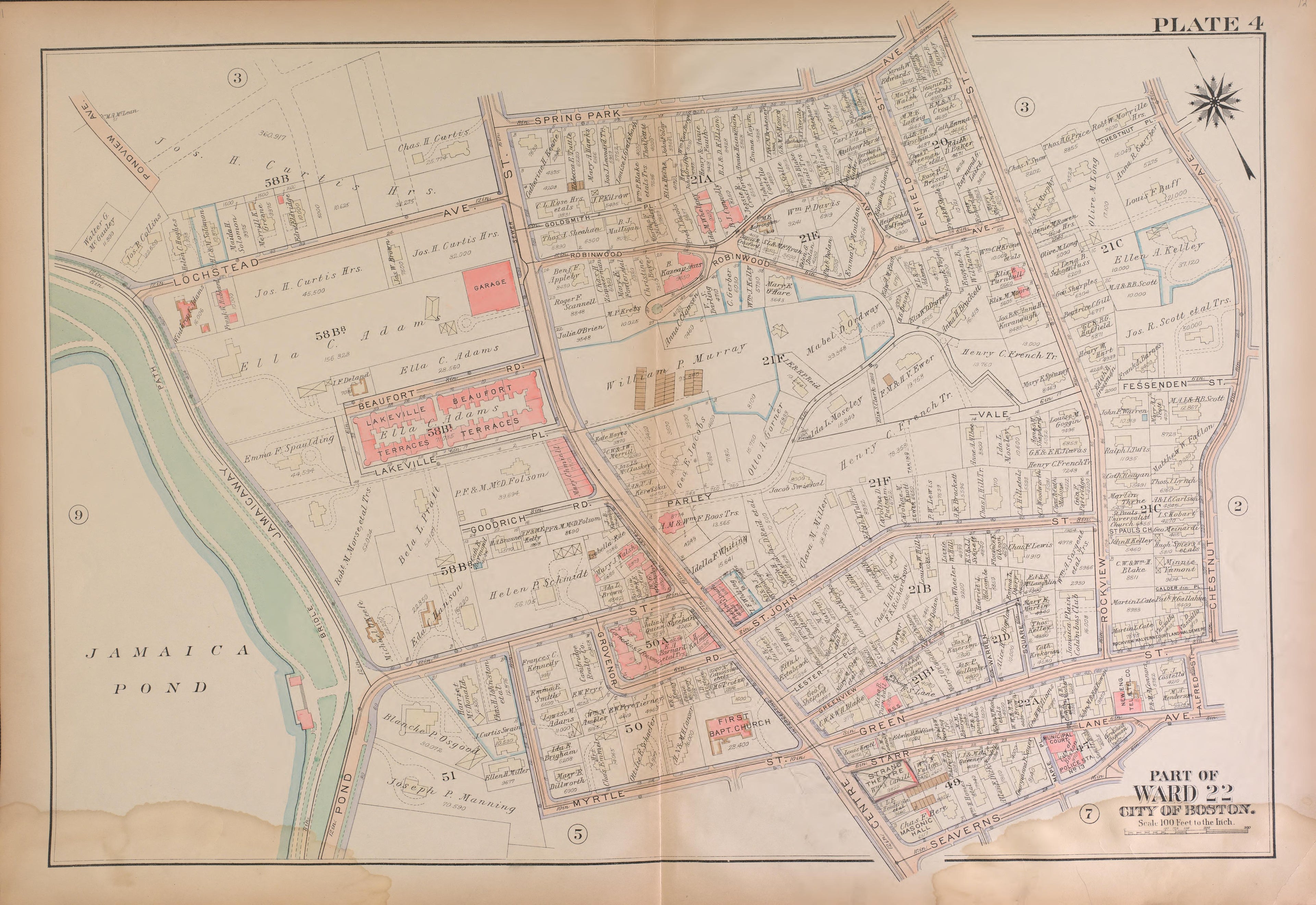 Boston, Ward 22 from Atlas of the City of Boston, West Roxbury : from Actual Surveys and Official Plans 1924 by Relic Map Company
