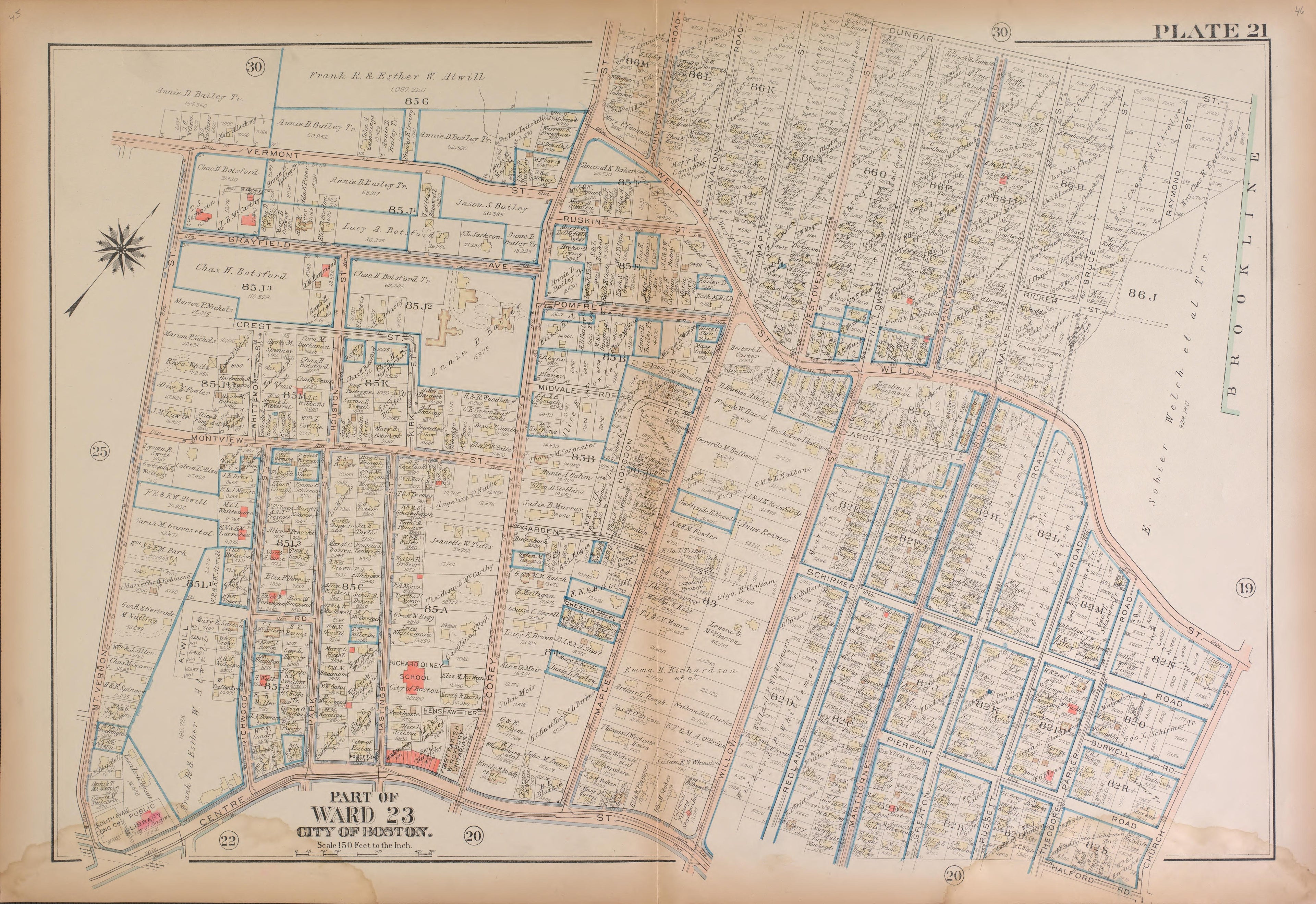 This old map of Boston, Massachusetts, , West Roxbury, West Roxbury (Boston) was created by Bromley, George Washington|Bromley, Walter Scott|G.W. Bromley & Co in 1924