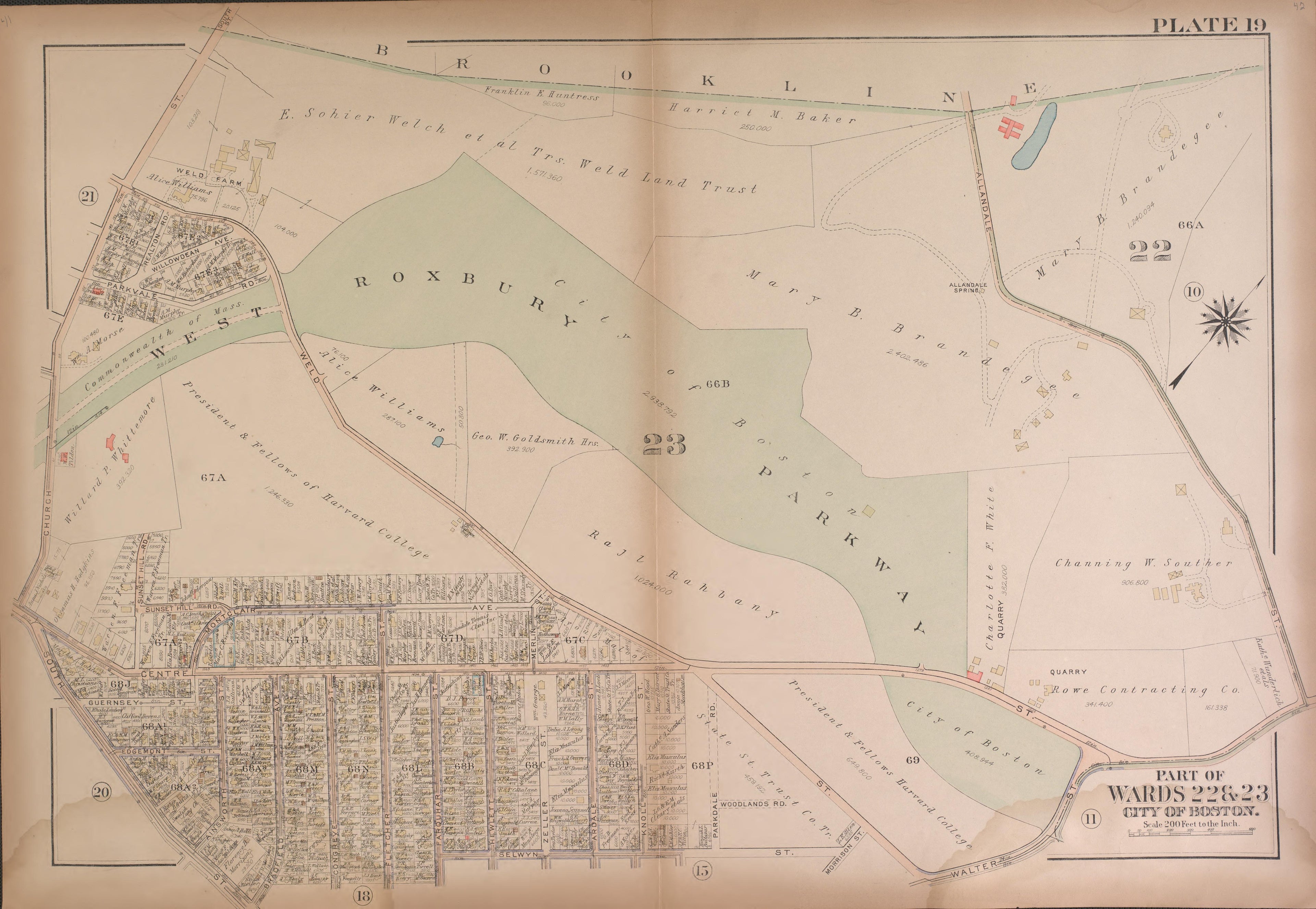This old map of Boston, Massachusetts, , West Roxbury, West Roxbury (Boston) was created by Bromley, George Washington|Bromley, Walter Scott|G.W. Bromley & Co in 1924