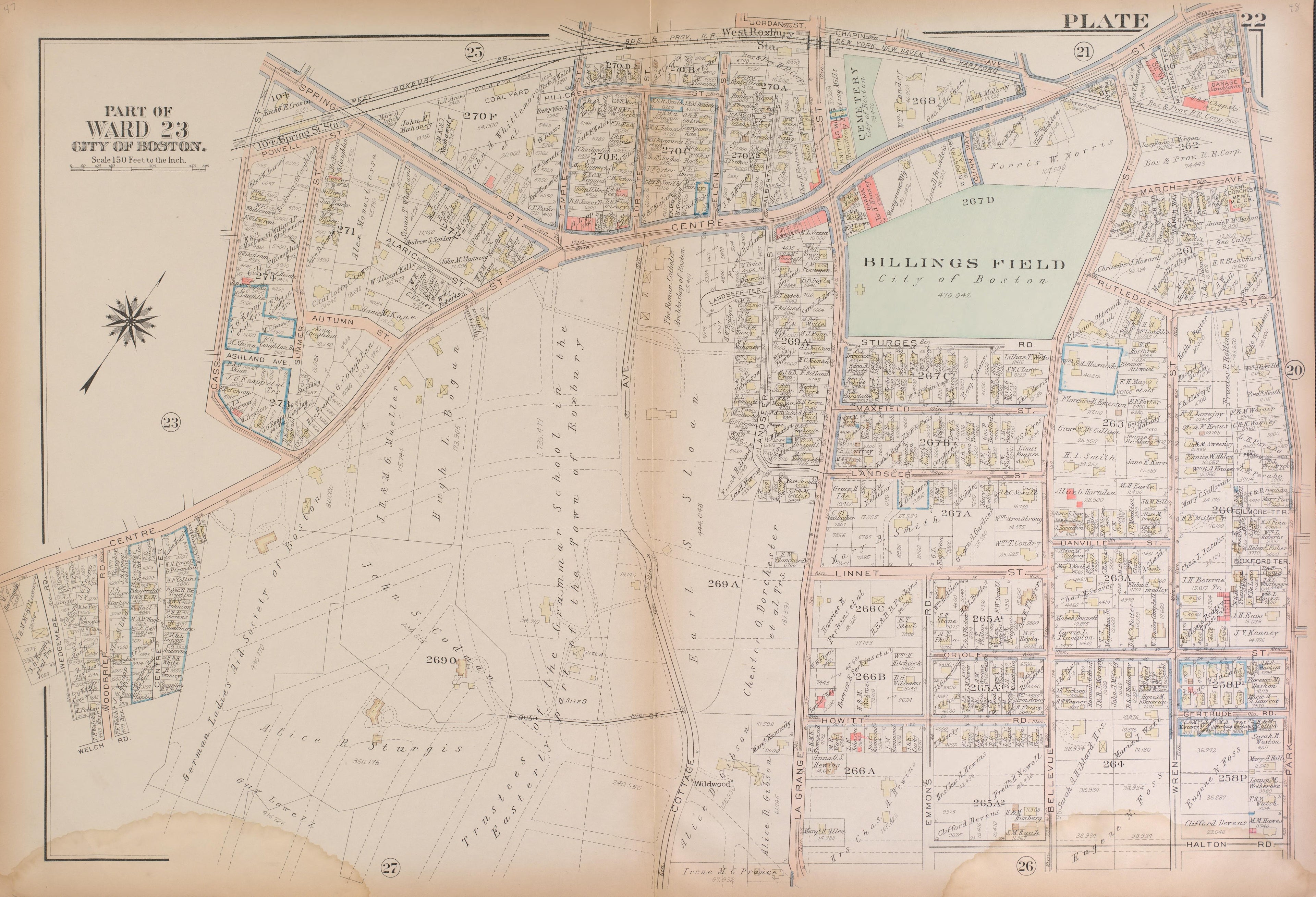 This old map of Boston, Massachusetts, , West Roxbury, West Roxbury (Boston) was created by Bromley, George Washington|Bromley, Walter Scott|G.W. Bromley & Co in 1924