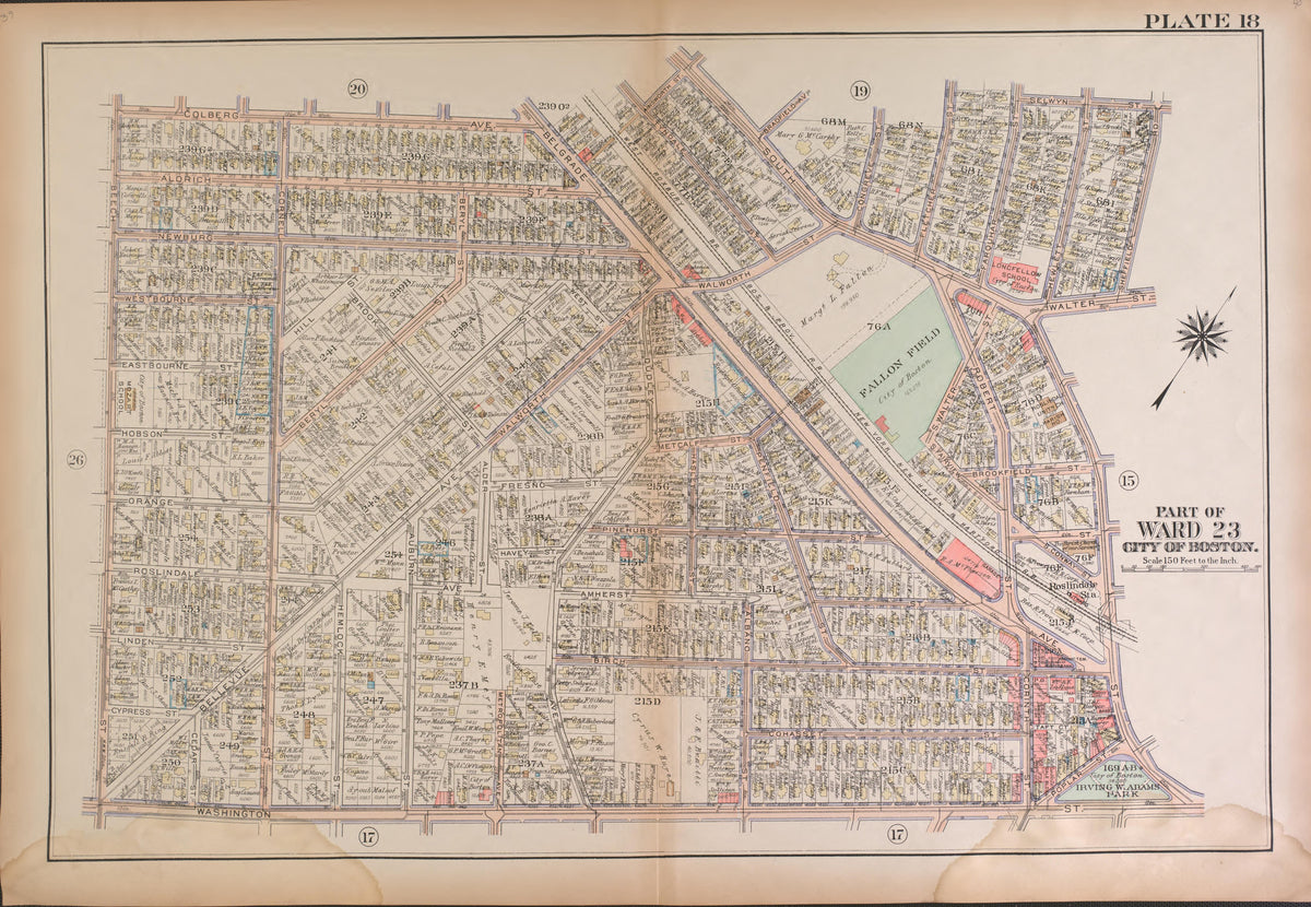 Boston, Ward 23--continued from Atlas of the City of Boston, West Roxbury : from Actual Surveys and Official Plans 1924 by Relic Map Company
