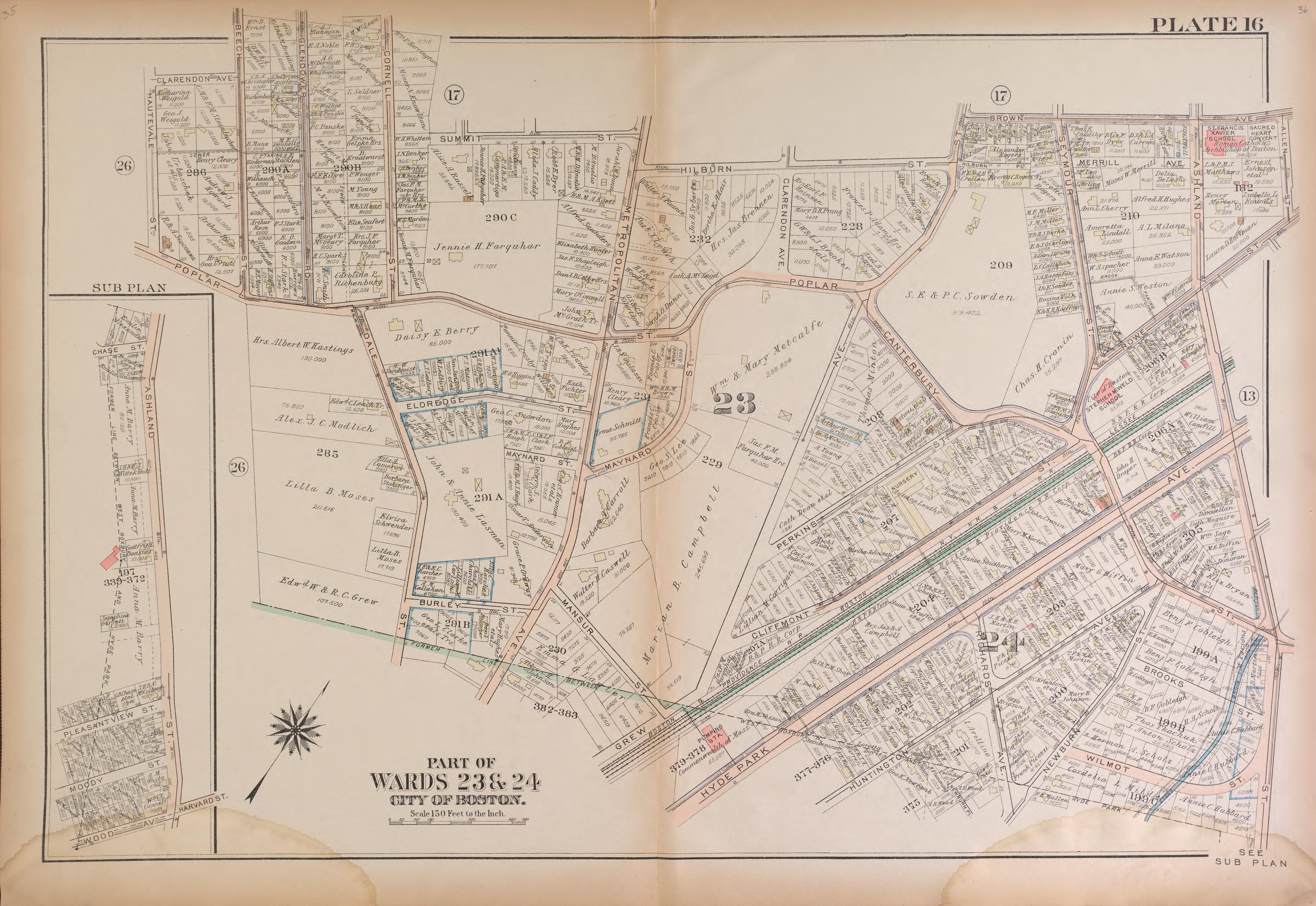 This old map of Boston, Massachusetts, , West Roxbury, West Roxbury (Boston) was created by Bromley, George Washington|Bromley, Walter Scott|G.W. Bromley & Co in 1924