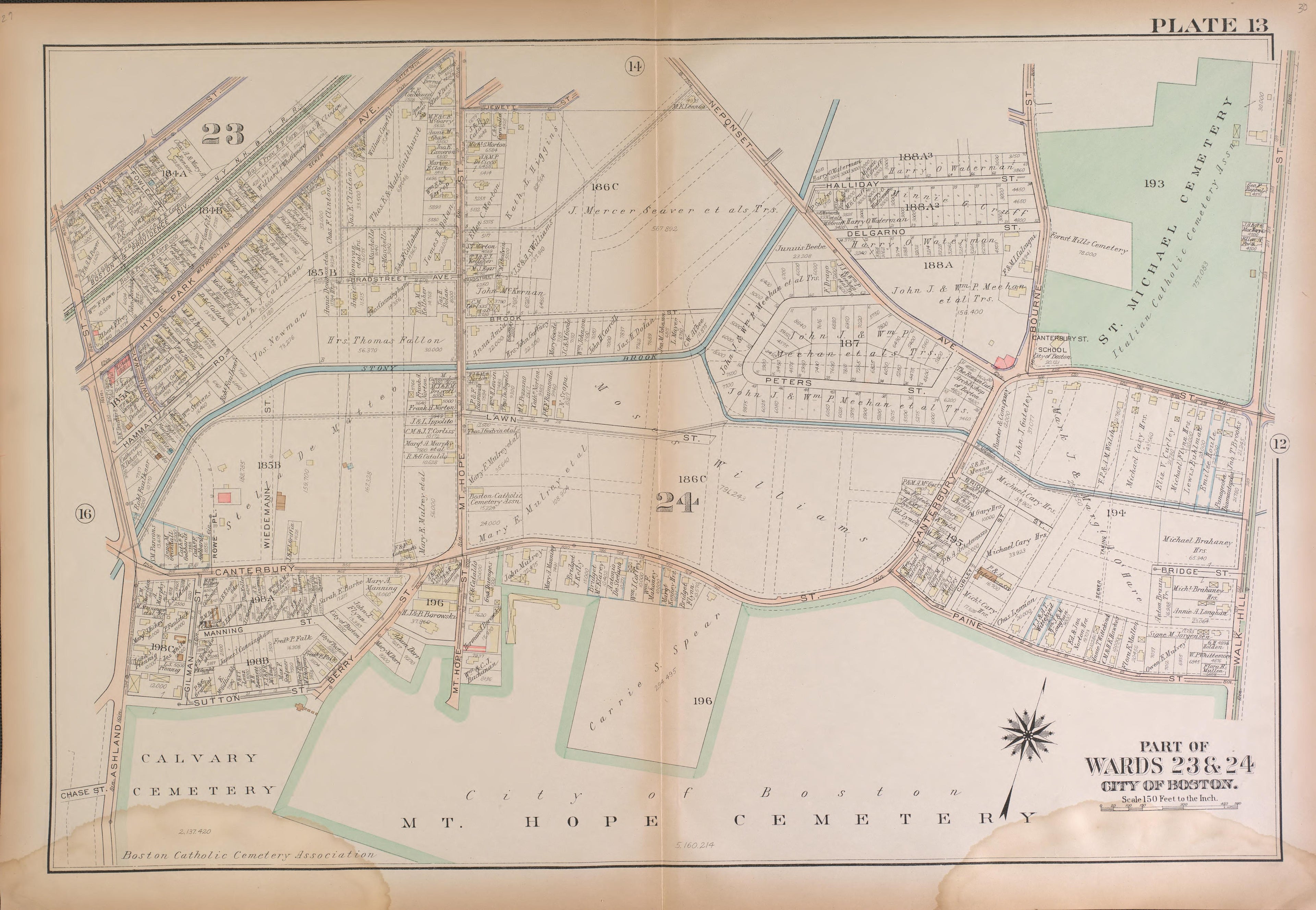 This old map of Boston, Massachusetts, , West Roxbury, West Roxbury (Boston) was created by Bromley, George Washington|Bromley, Walter Scott|G.W. Bromley & Co in 1924