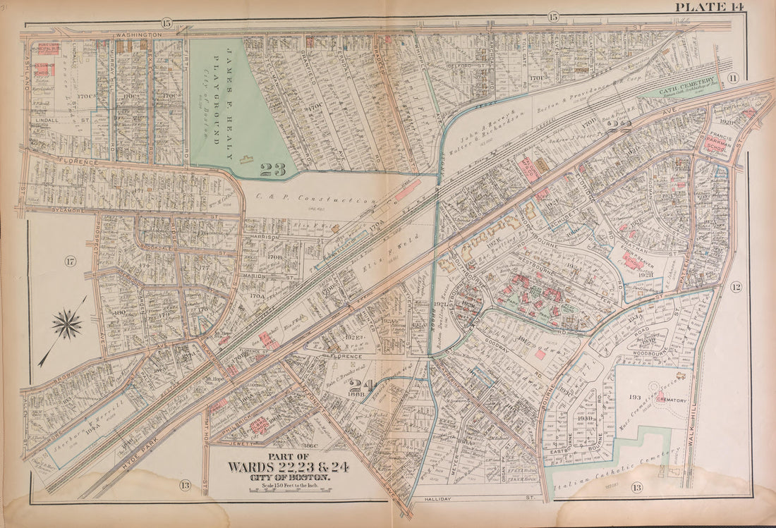 This old map of Boston, Massachusetts, , West Roxbury, West Roxbury (Boston) was created by Bromley, George Washington|Bromley, Walter Scott|G.W. Bromley & Co in 1924
