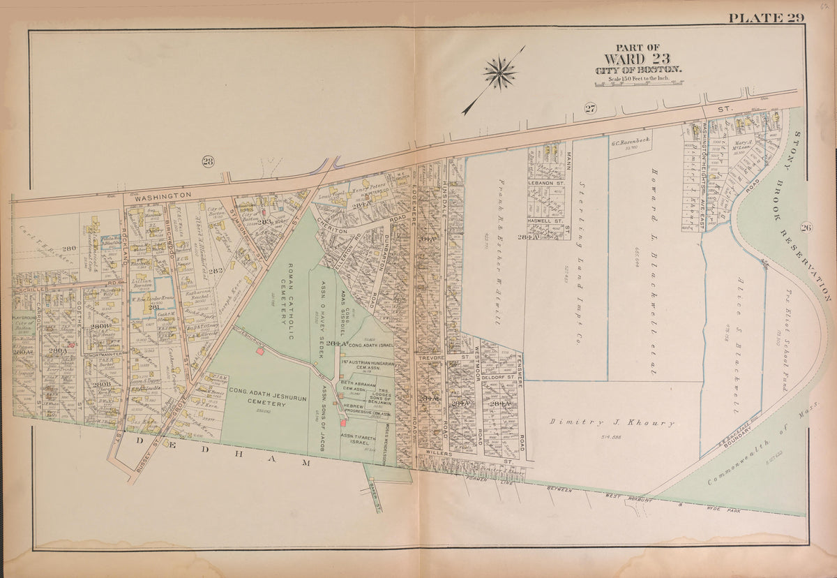 Boston, Ward 23--continued from Atlas of the City of Boston, West Roxbury : from Actual Surveys and Official Plans 1924 by Relic Map Company