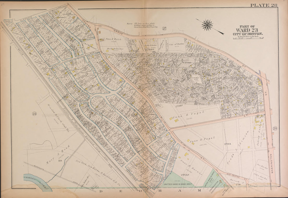Boston, Ward 23--continued from Atlas of the City of Boston, West Roxbury : from Actual Surveys and Official Plans 1924 by Relic Map Company
