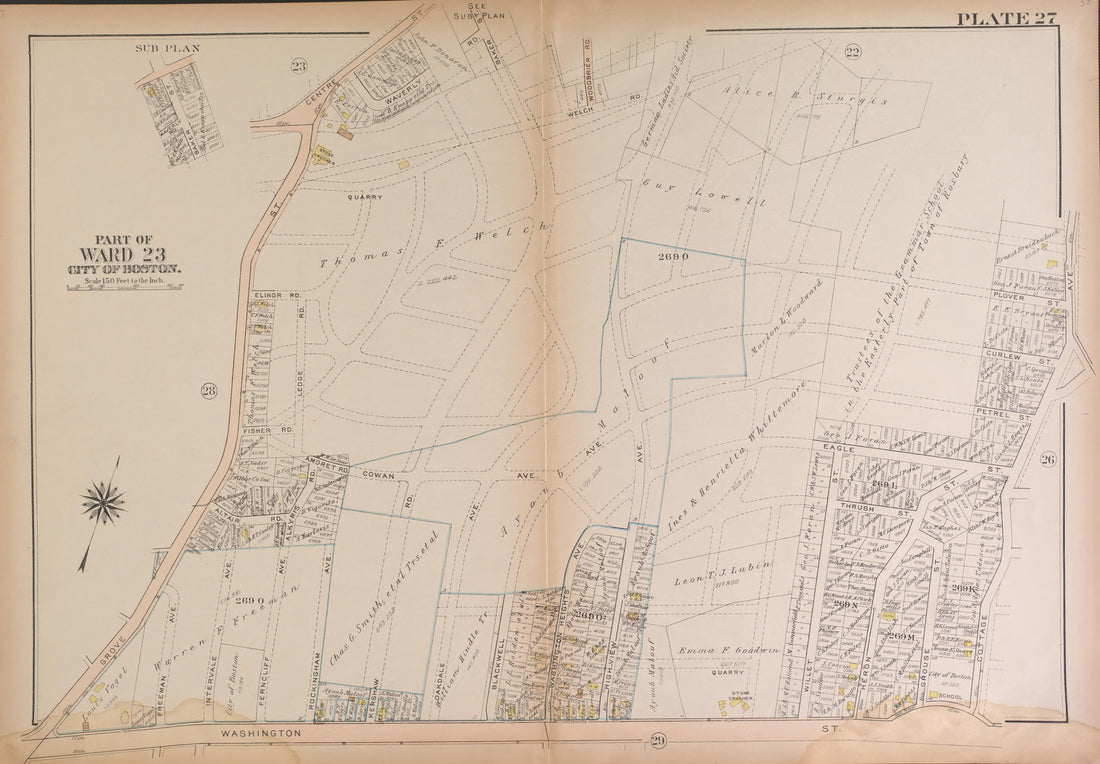 This old map of Boston, Massachusetts, , West Roxbury, West Roxbury (Boston) was created by Bromley, George Washington|Bromley, Walter Scott|G.W. Bromley & Co in 1924