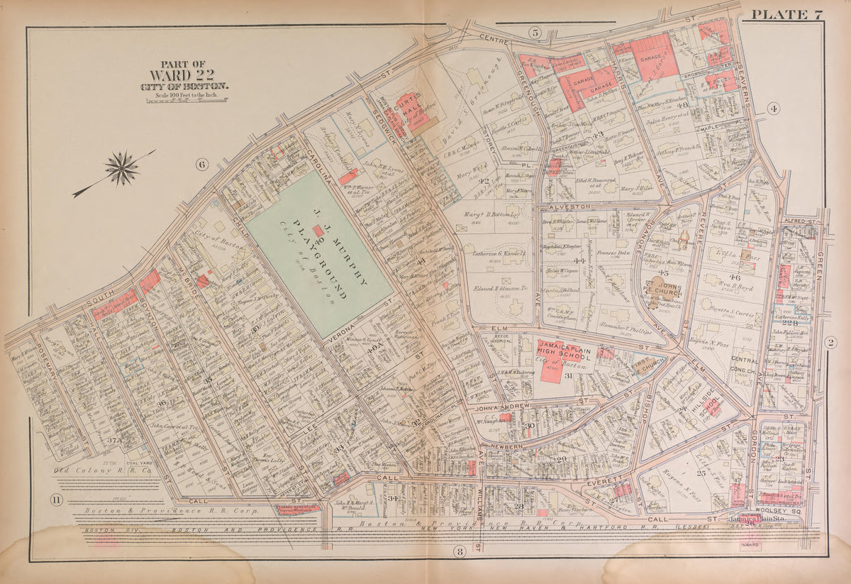 Boston, Ward 22--continued from Atlas of the City of Boston, West Roxbury : from Actual Surveys and Official Plans 1924 by Relic Map Company