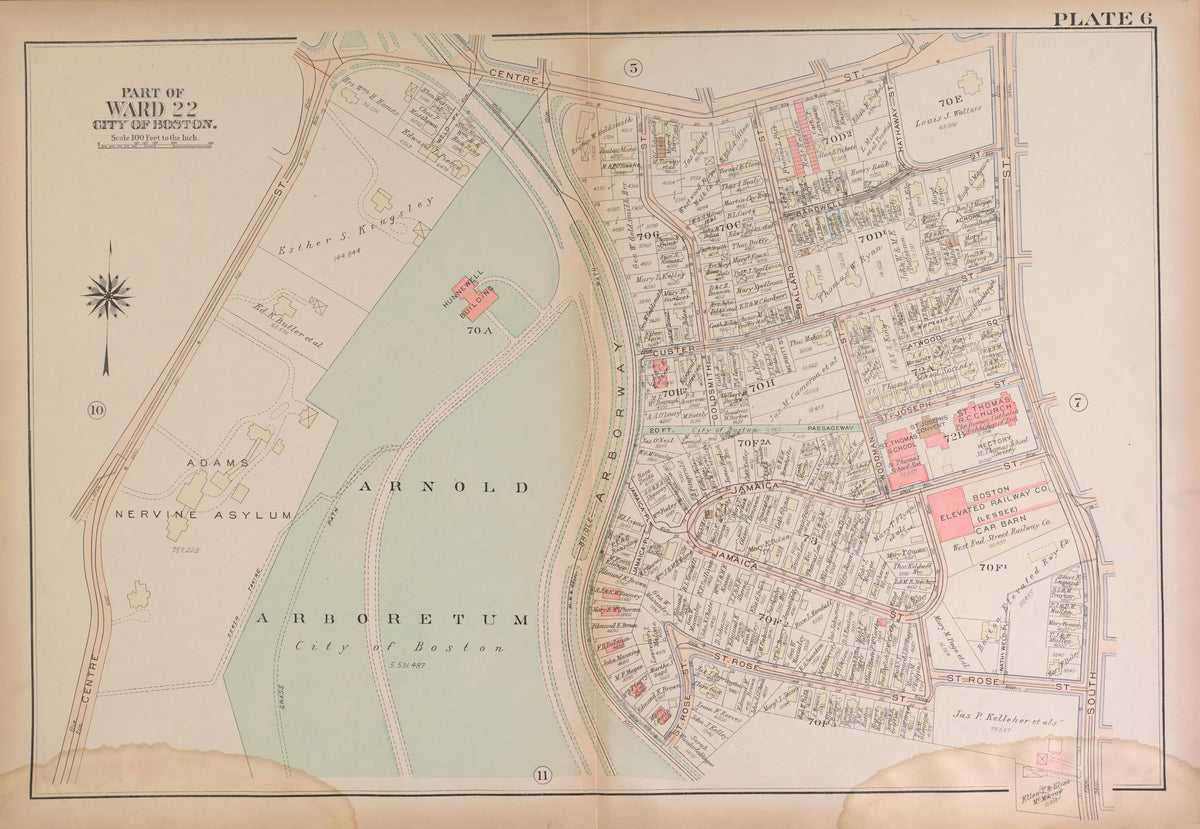 Boston, Ward 22--continued from Atlas of the City of Boston, West Roxbury : from Actual Surveys and Official Plans 1924 by Relic Map Company