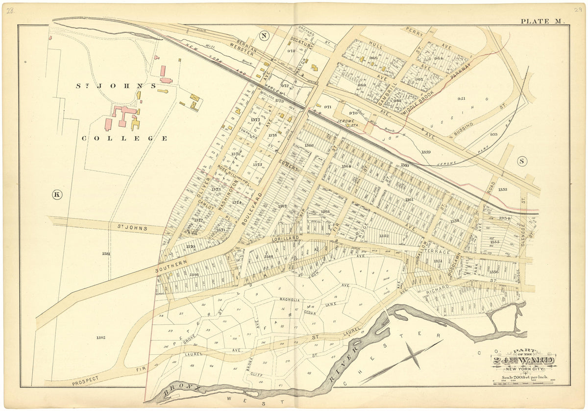 Part of the 24th Ward New York City - Plate M from Atlas of the 24th Ward, City of New York : from Actual Surveys and Official Records 1882 by Relic Map Company