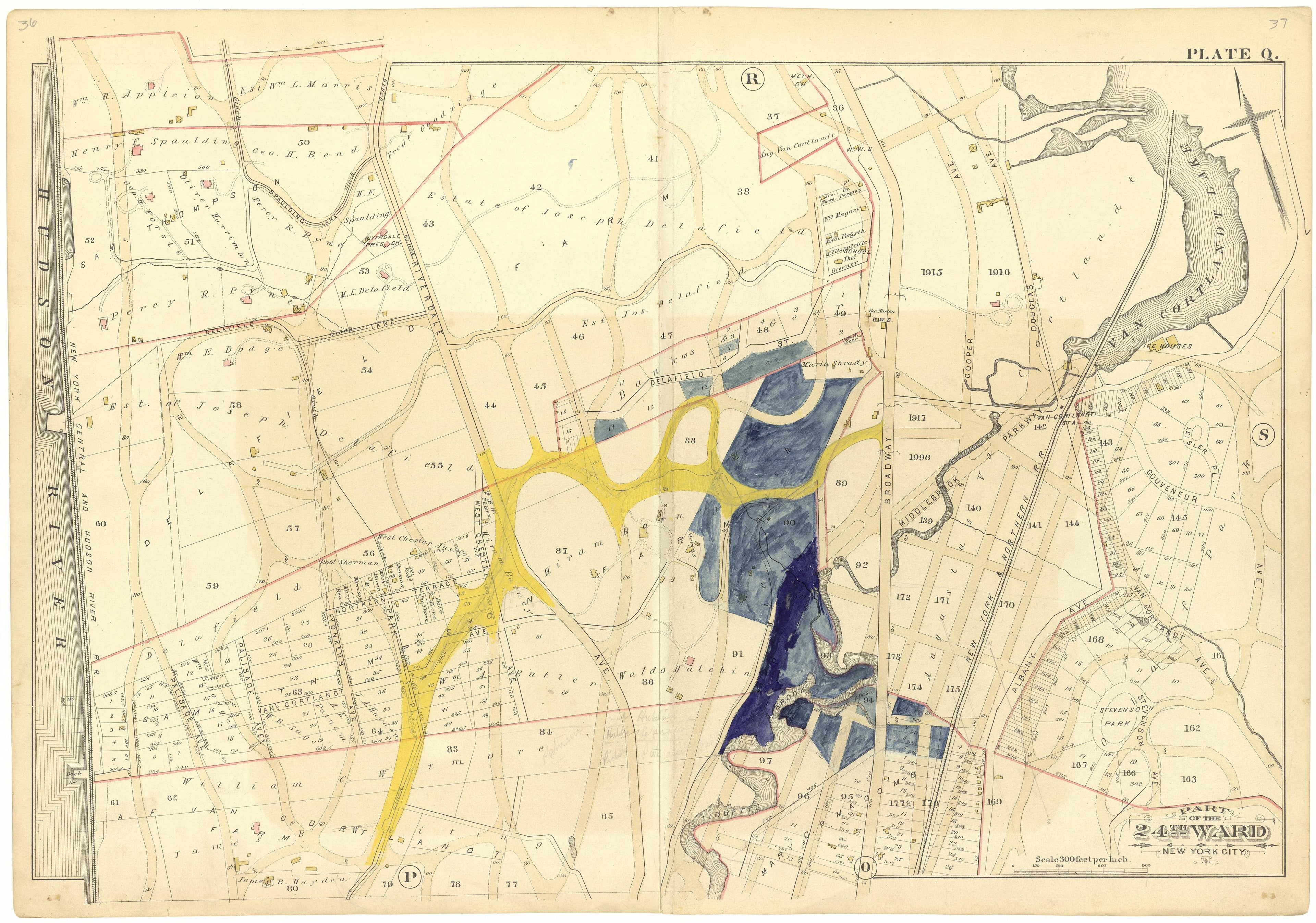 Part of the 24th Ward New York City - Plate Q from Atlas of the 24th Ward, City of New York : from Actual Surveys and Official Records 1882 by Relic Map Company