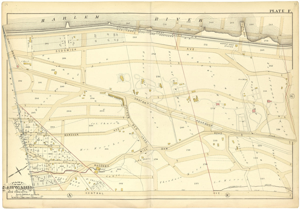 Part of the 24th Ward New York City - Plate F from Atlas of the 24th Ward, City of New York : from Actual Surveys and Official Records 1882 by Relic Map Company