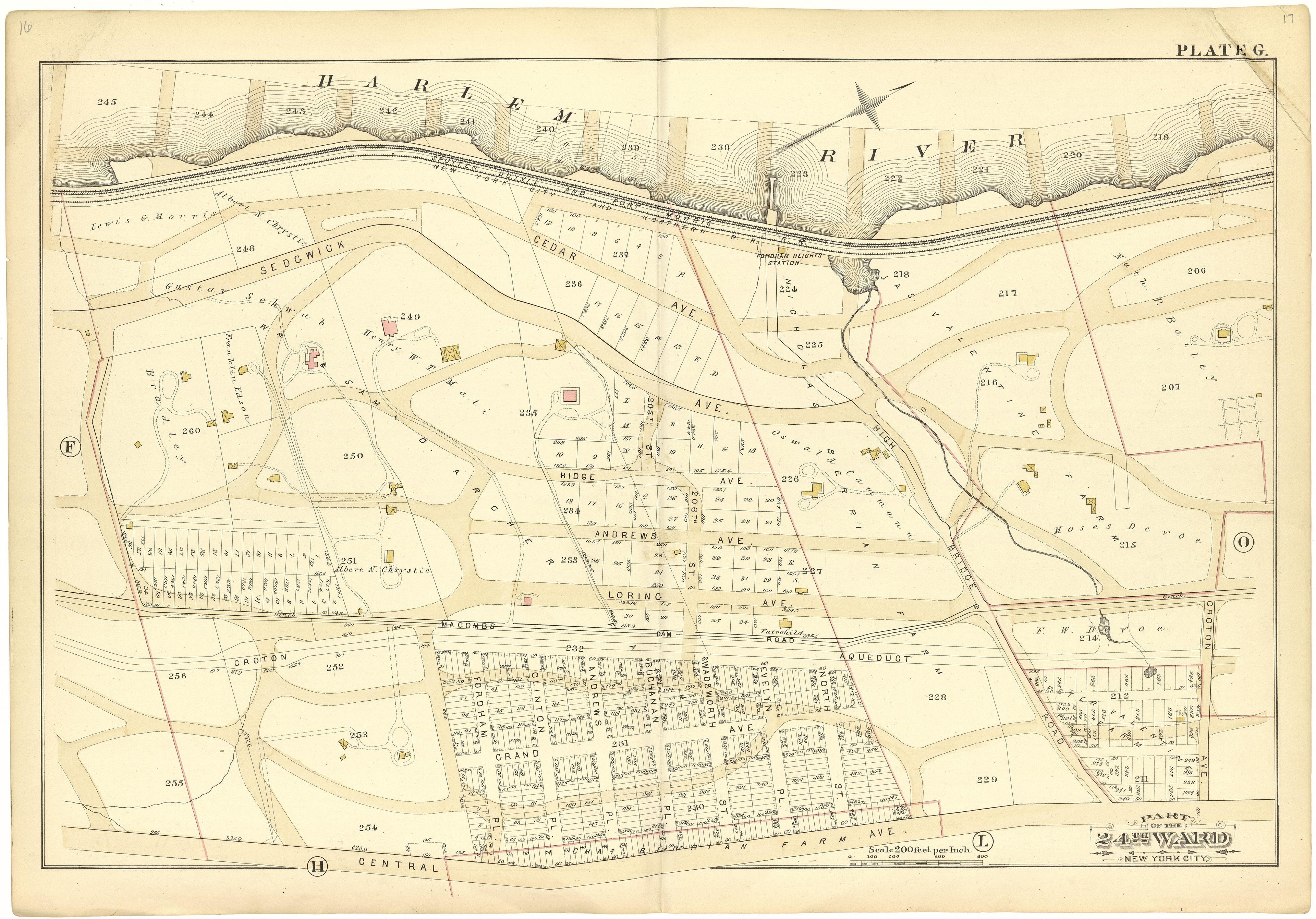 Part of the 24th Ward New York City - Plate G from Atlas of the 24th Ward, City of New York : from Actual Surveys and Official Records 1882 by Relic Map Company