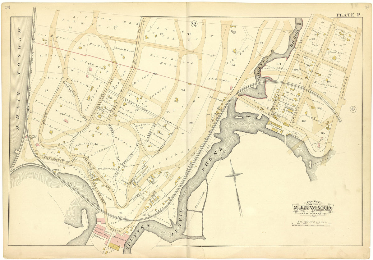 Part of the 24th Ward New York City - Plate P from Atlas of the 24th Ward, City of New York : from Actual Surveys and Official Records 1882 by Relic Map Company