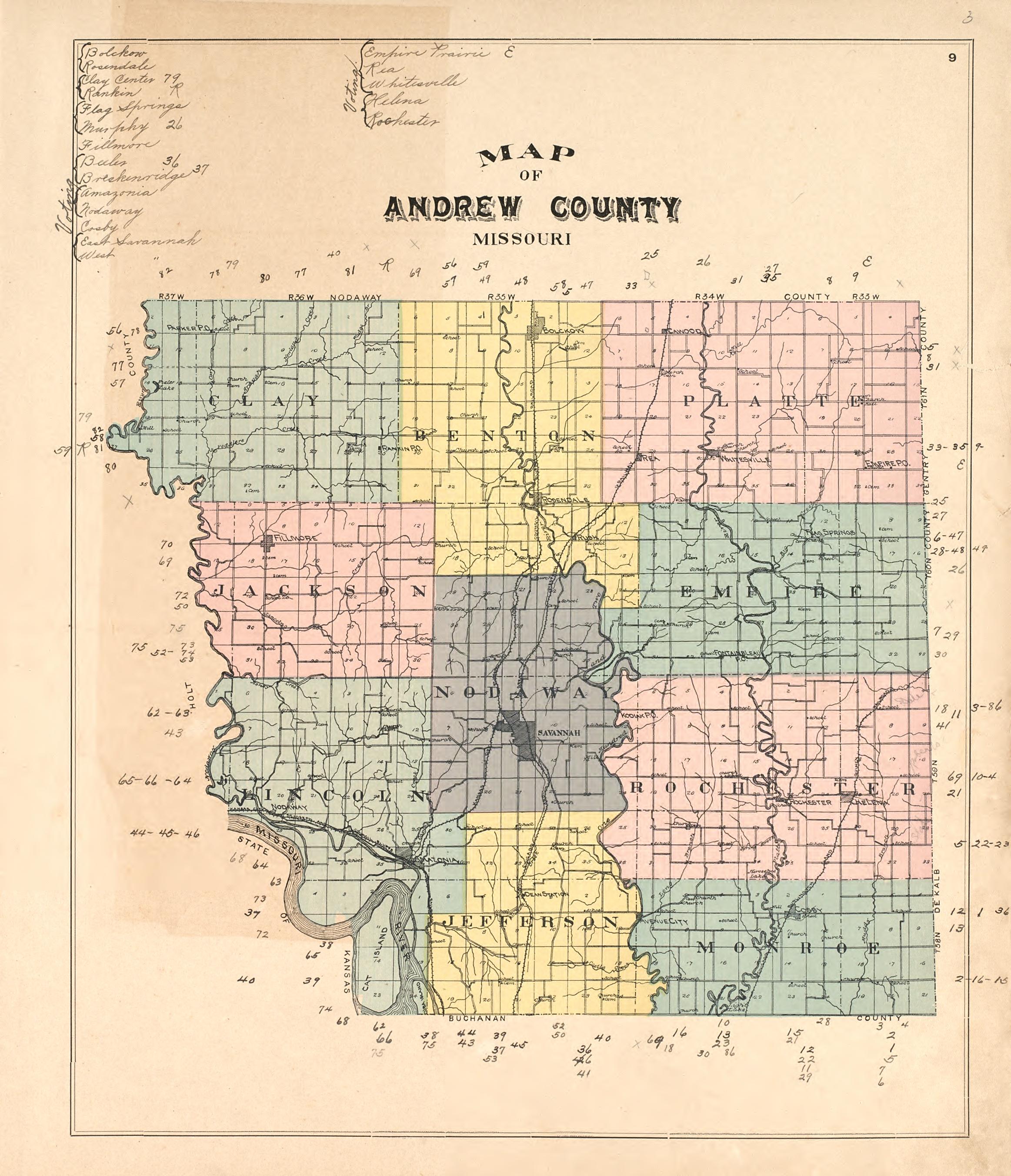 Map of Andrew County, Missouri from Atlas of Andrew County, Missouri : Including Plats of the Villiages sic, Cities and Townships of the County, a Map of the State and of the United States, Patrons&