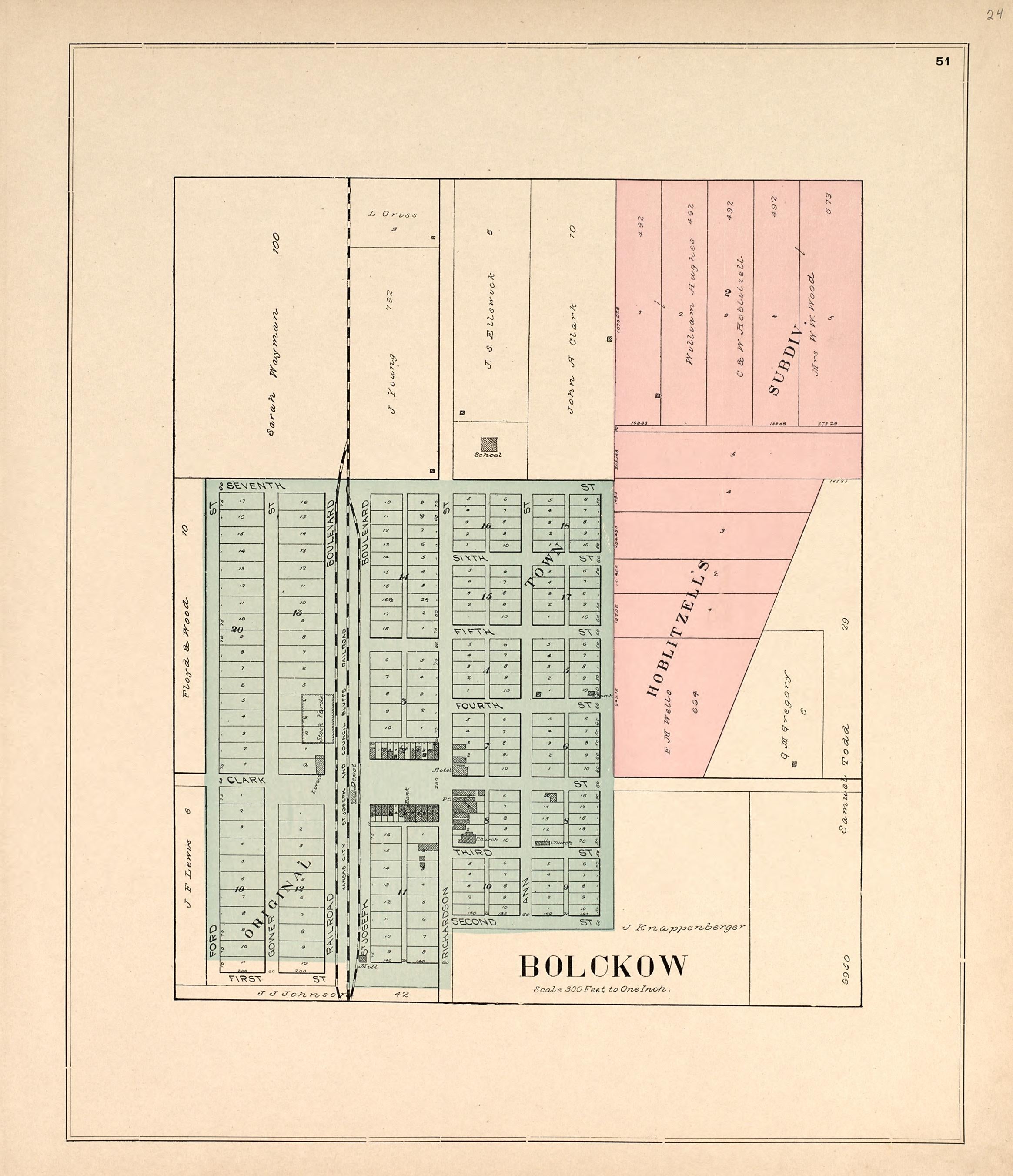 Bolckow from Atlas of Andrew County, Missouri : Including Plats of the Villiages sic, Cities and Townships of the County, a Map of the State and of the United States, Patrons&