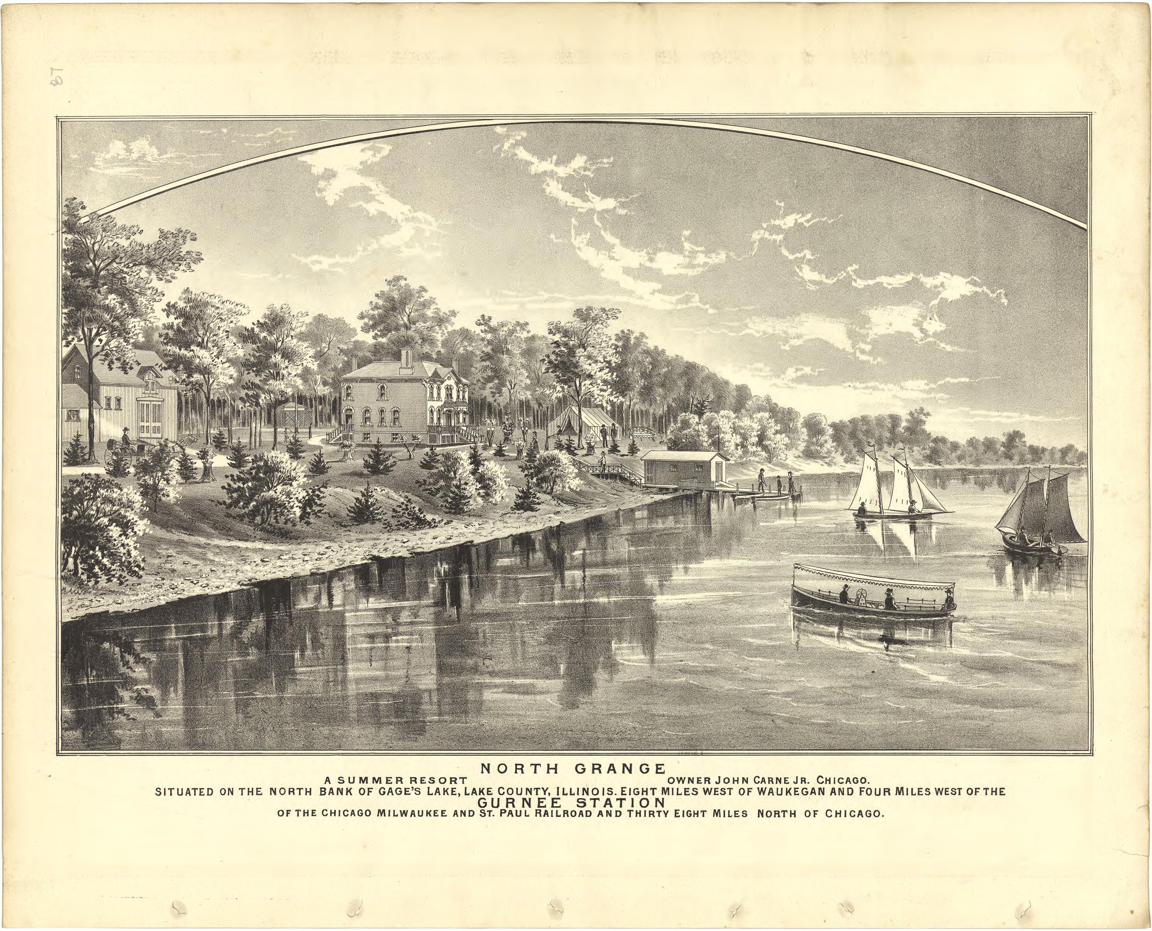 Illustration - North Grange from Illustrated Atlas of Lake County, Illinois : Containing Maps of Every Township In the County, With Village and City Plats : Also Maps of Michigan ... Texas, and Washington Territory : Compiled … 1885 by Relic Map Company