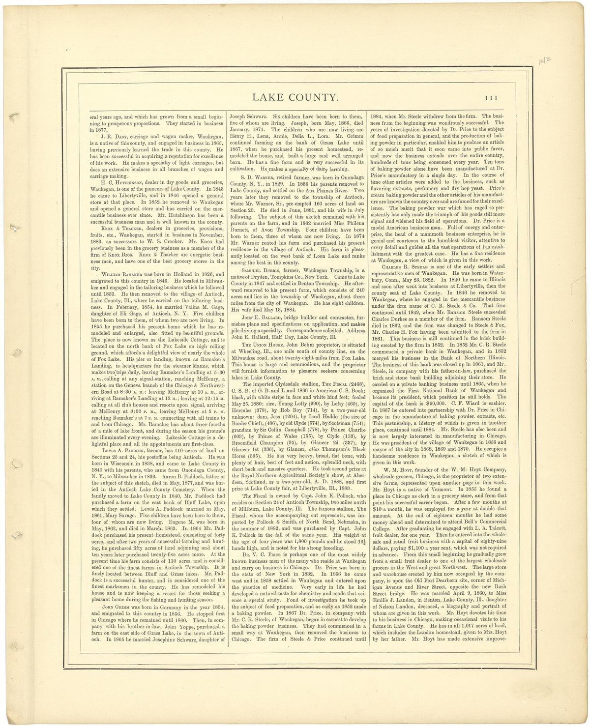 Lake County - Continued from Illustrated Atlas of Lake County, Illinois : Containing Maps of Every Township In the County, With Village and City Plats : Also Maps of Michigan ... Texas, and Washington Territory : Compiled … 1885 by Relic Map Company