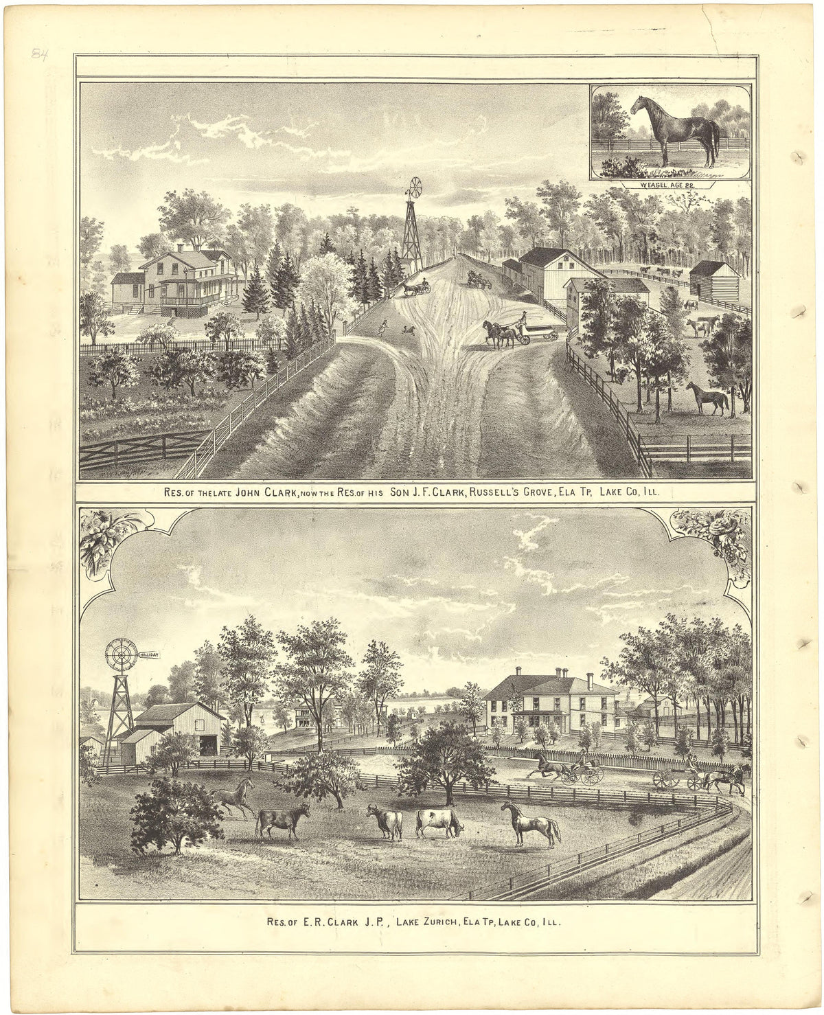 Illustrations from Illustrated Atlas of Lake County, Illinois : Containing Maps of Every Township In the County, With Village and City Plats : Also Maps of Michigan ... Texas, and Washington Territory : Compiled … 1885 by Relic Map Company