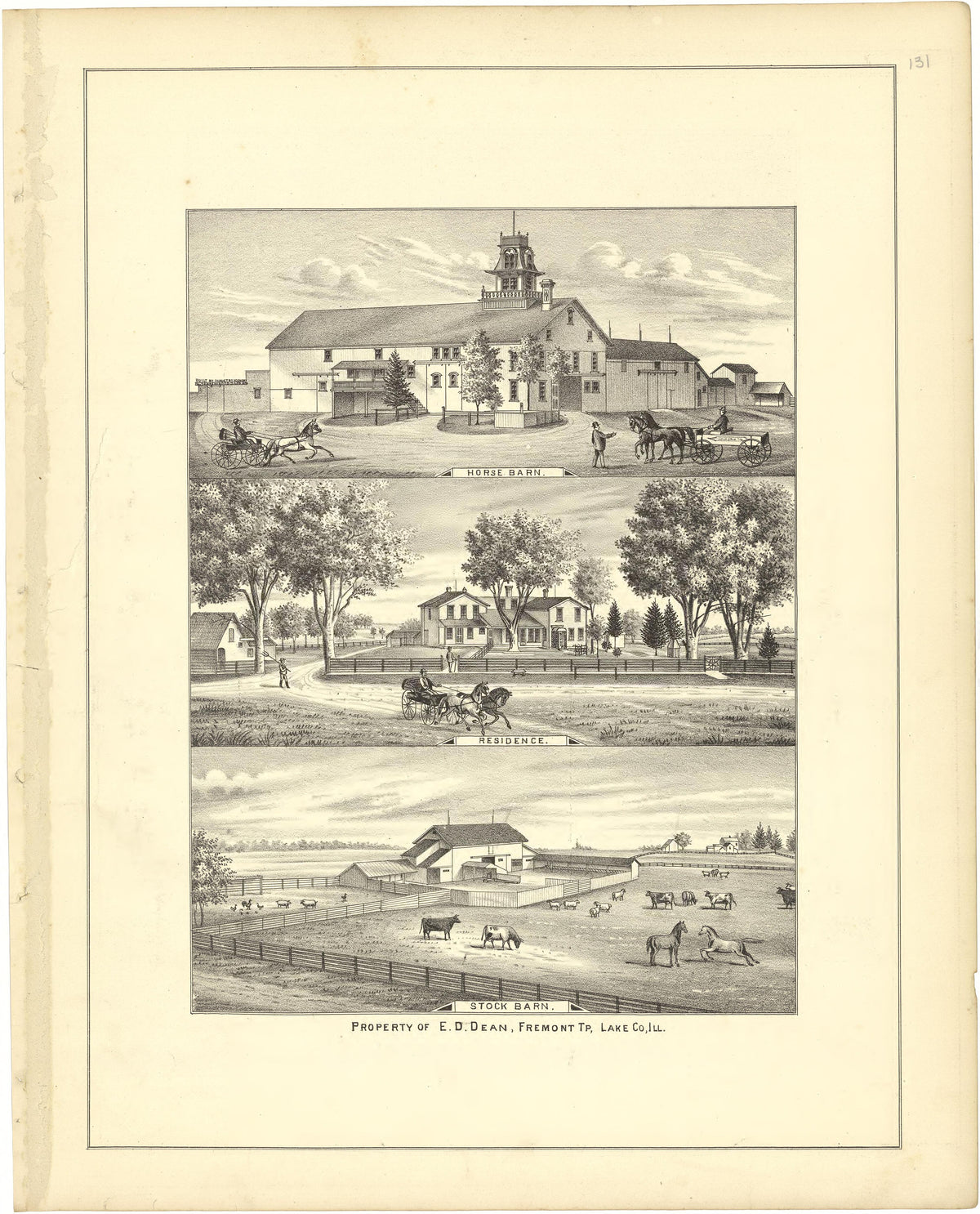 Illustration - Property of E.D. Dean, Fremont Tp, Lake County, Ill. from Illustrated Atlas of Lake County, Illinois : Containing Maps of Every Township In the County, With Village and City Plats : Also Maps of Michigan ... Texas, and Washington Territ... by Relic Map Company
