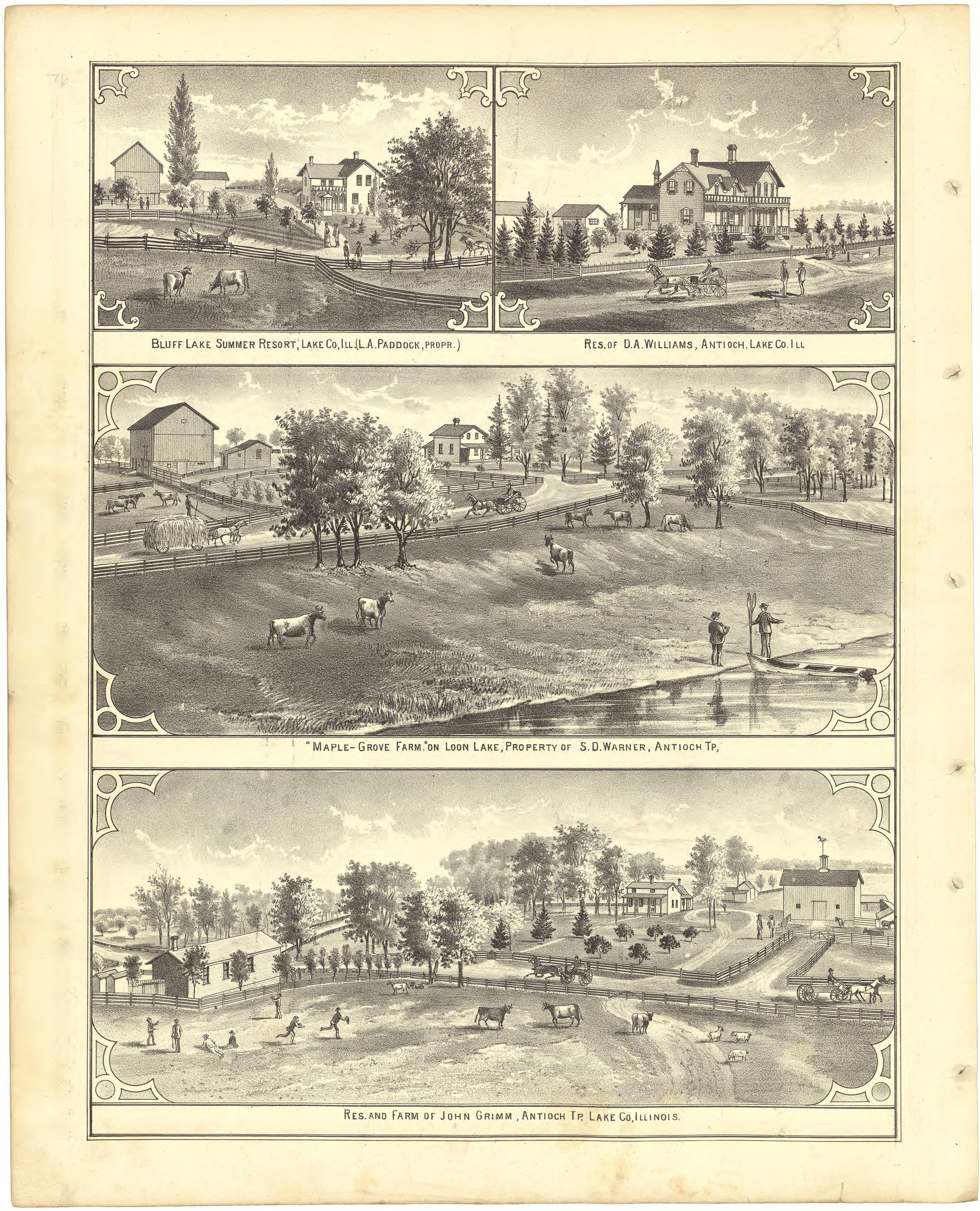 Illustrations from Illustrated Atlas of Lake County, Illinois : Containing Maps of Every Township In the County, With Village and City Plats : Also Maps of Michigan ... Texas, and Washington Territory : Compiled … 1885 by Relic Map Company