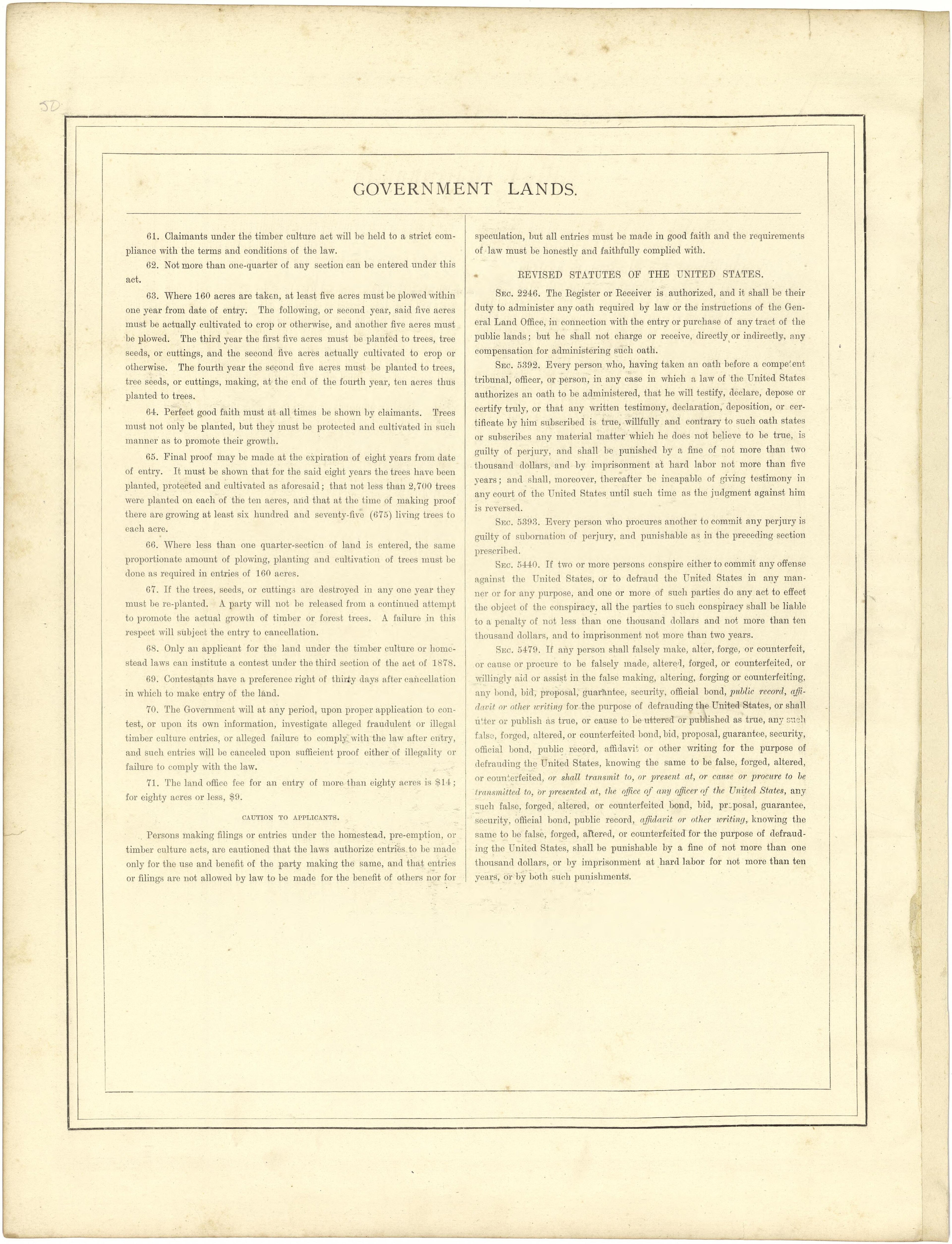 Government Lands from Illustrated Atlas of Lake County, Illinois : Containing Maps of Every Township In the County, With Village and City Plats : Also Maps of Michigan ... Texas, and Washington Territory : Compiled … 1885 by Relic Map Company
