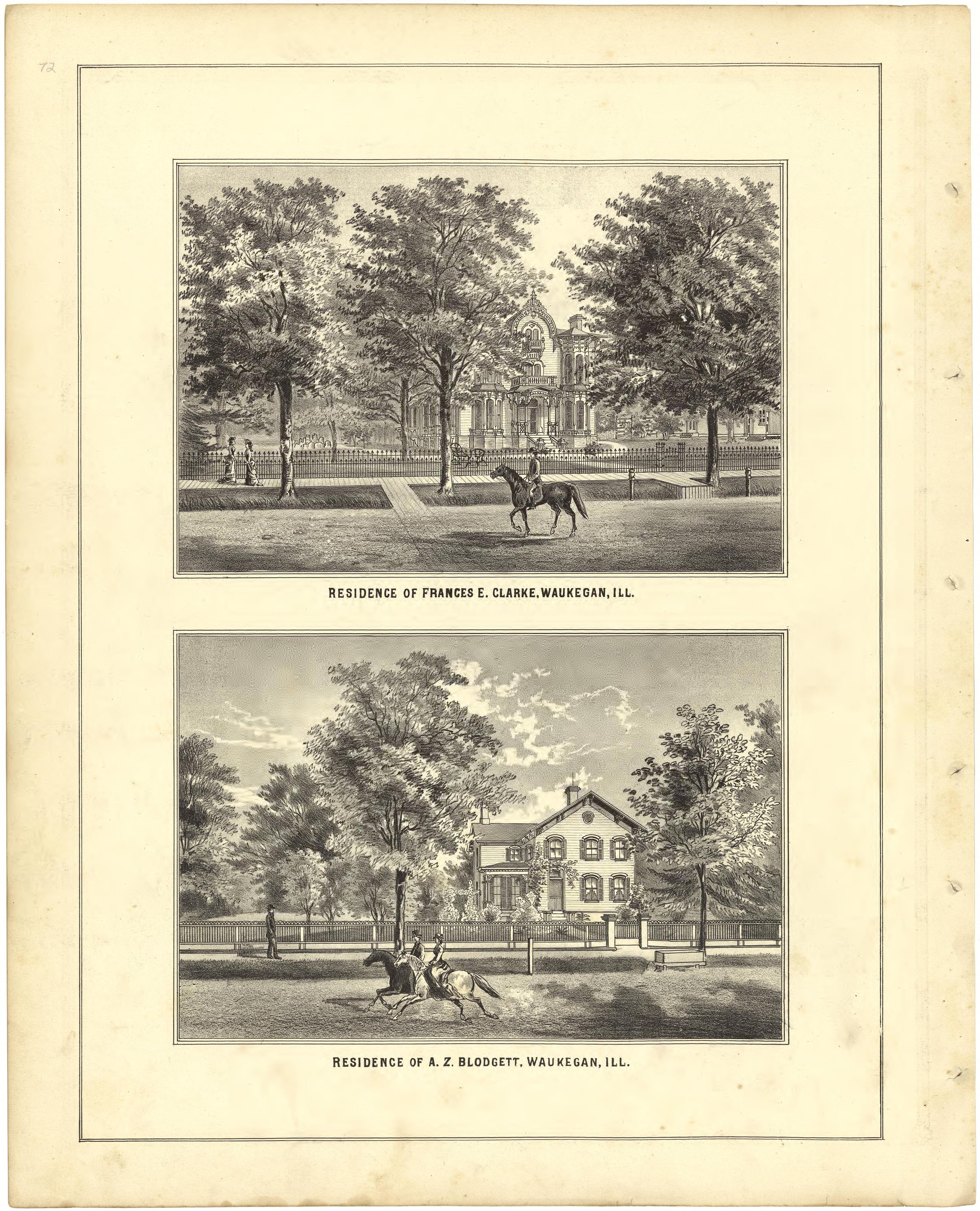 Illustrations - Residences from Illustrated Atlas of Lake County, Illinois : Containing Maps of Every Township In the County, With Village and City Plats : Also Maps of Michigan ... Texas, and Washington Territory : Compiled … 1885 by Relic Map Company