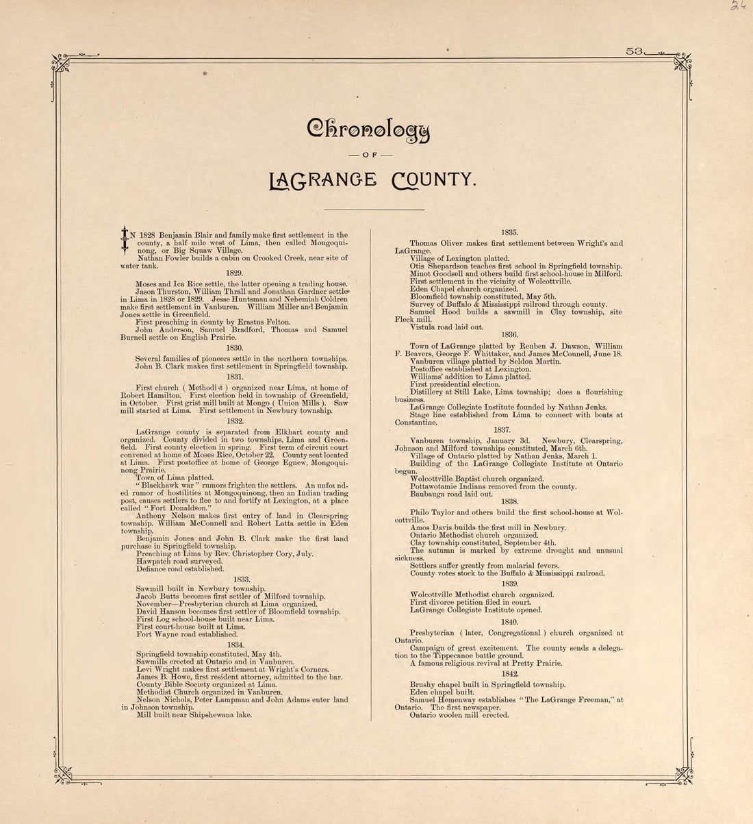 This old map of Indiana, Lagrange County, was created by Lagrange Publishing Company in 1893