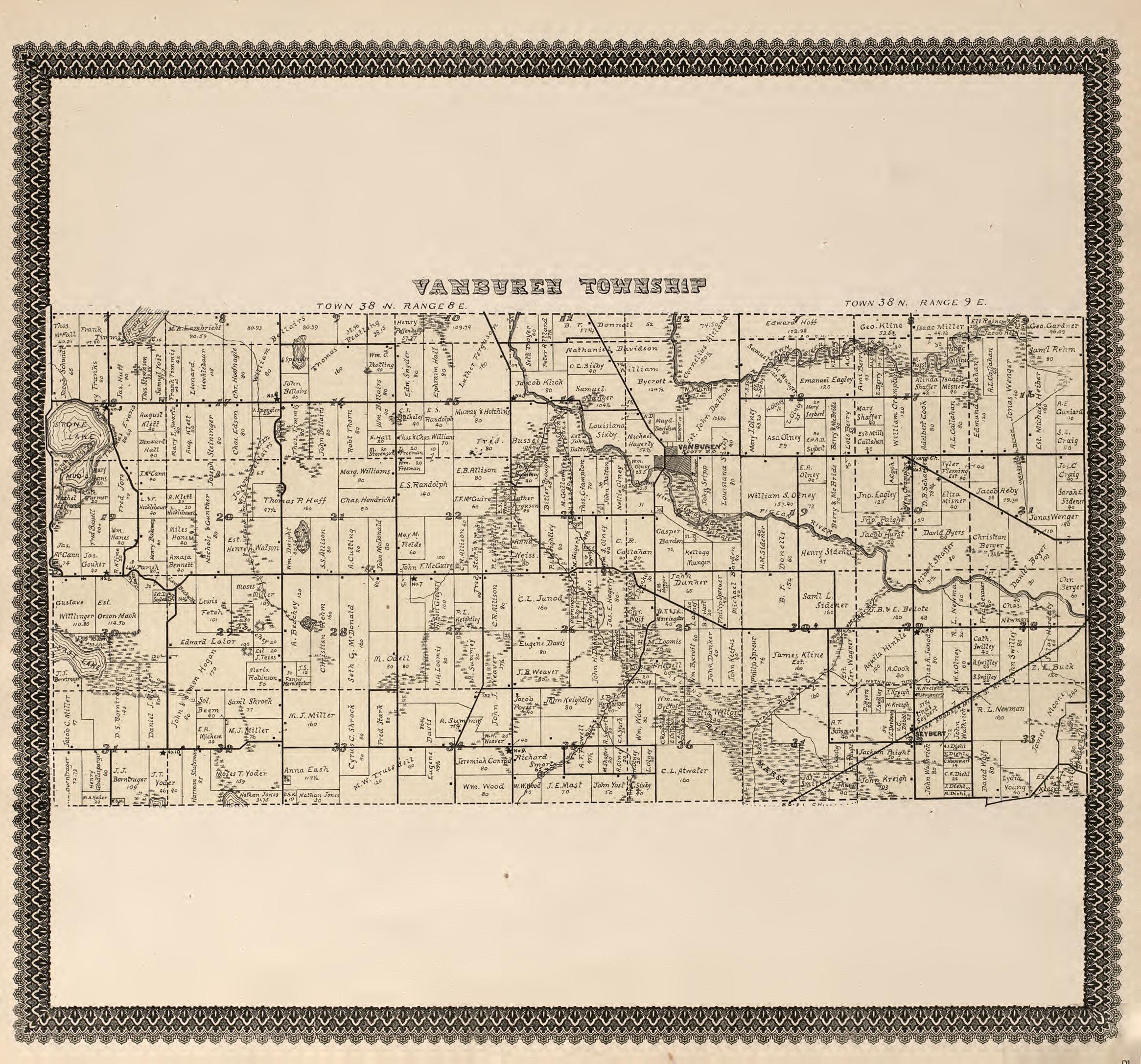 VanBuren Township from Illustrated Atlas and Columbian Souvenir of La Grange County, Indiana : Showing Its Development In the First Sixty Years Since Organization 1893 by Relic Map Company