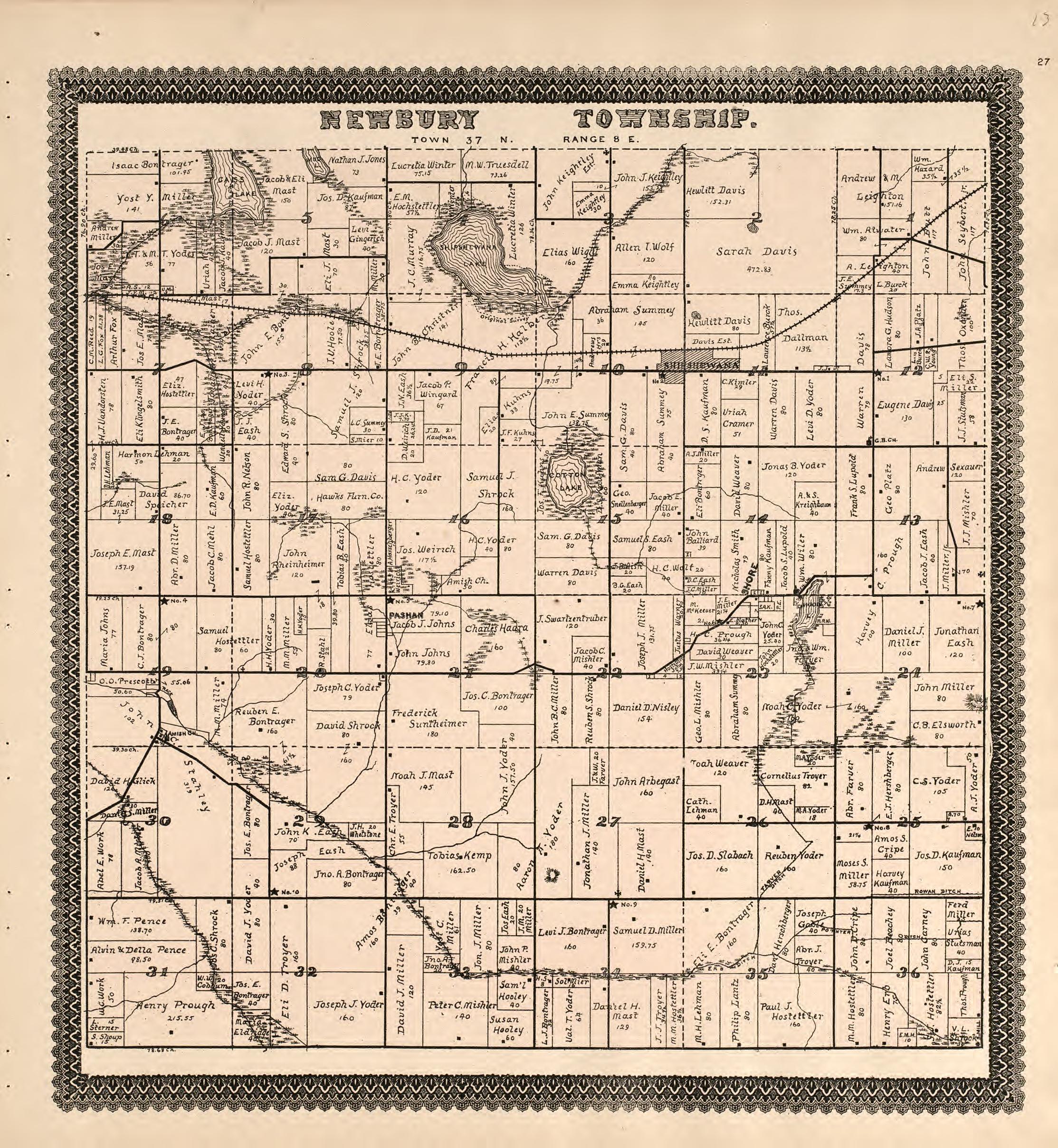 Newbury Township from Illustrated Atlas and Columbian Souvenir of La Grange County, Indiana : Showing Its Development In the First Sixty Years Since Organization 1893 by Relic Map Company
