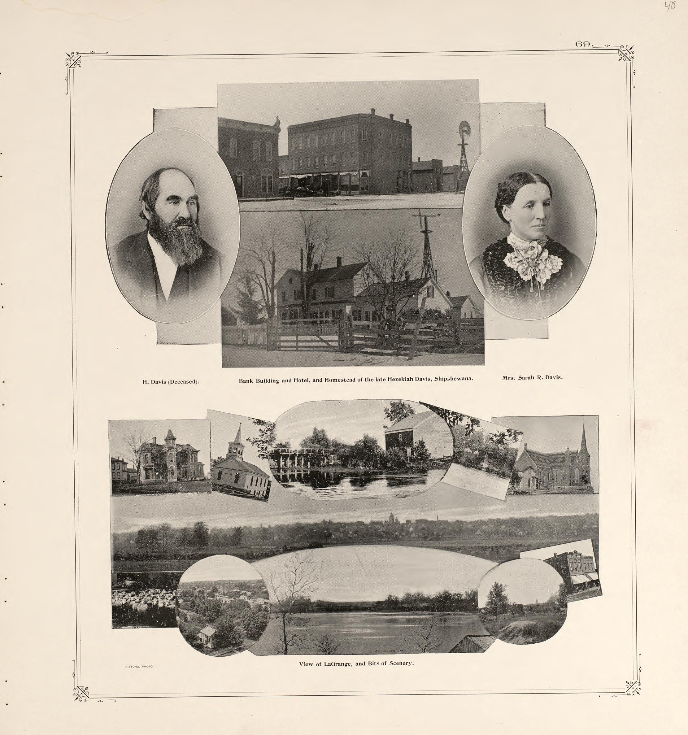 Portraits and Residences-- Davis Family and Farm from Illustrated Atlas and Columbian Souvenir of La Grange County, Indiana : Showing Its Development In the First Sixty Years Since Organization 1893 by Relic Map Company