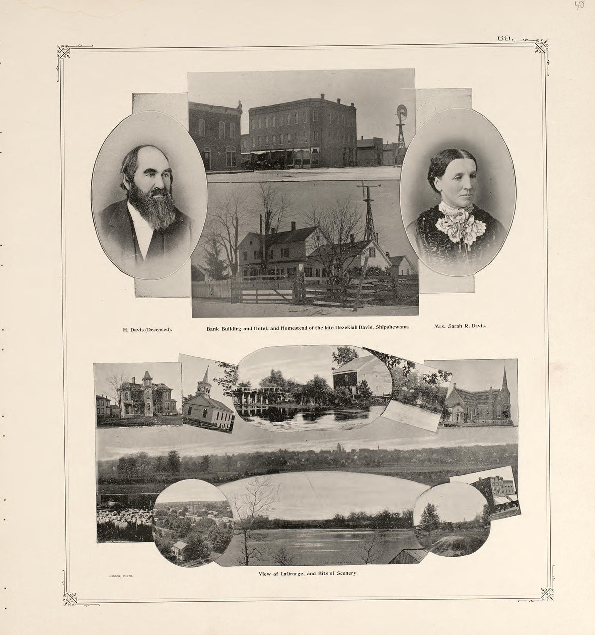 Portraits and Residences-- Davis Family and Farm from Illustrated Atlas and Columbian Souvenir of La Grange County, Indiana : Showing Its Development In the First Sixty Years Since Organization 1893 by Relic Map Company