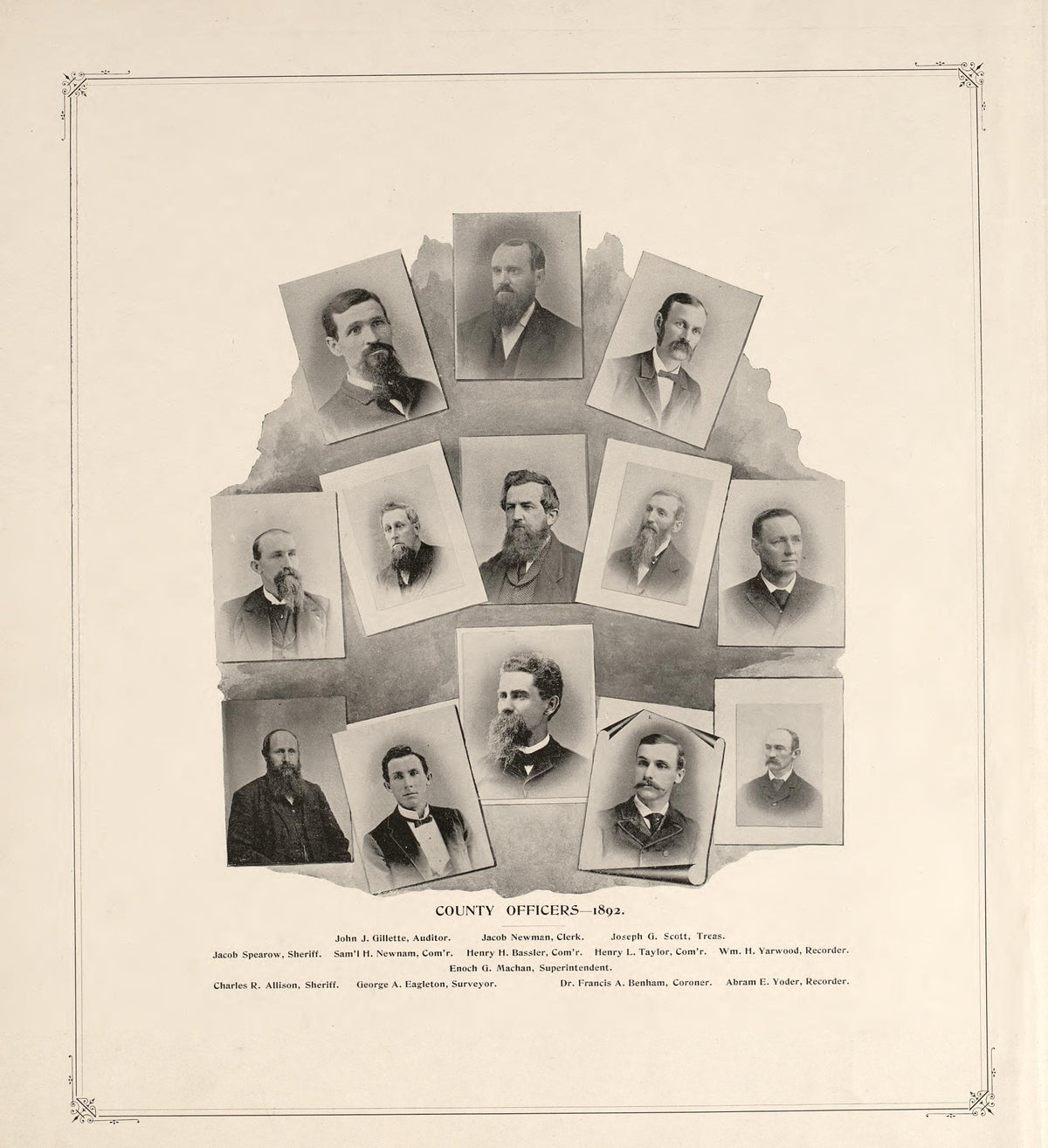 Portraits of County Officers from Illustrated Atlas and Columbian Souvenir of La Grange County, Indiana : Showing Its Development In the First Sixty Years Since Organization 1893 by Relic Map Company