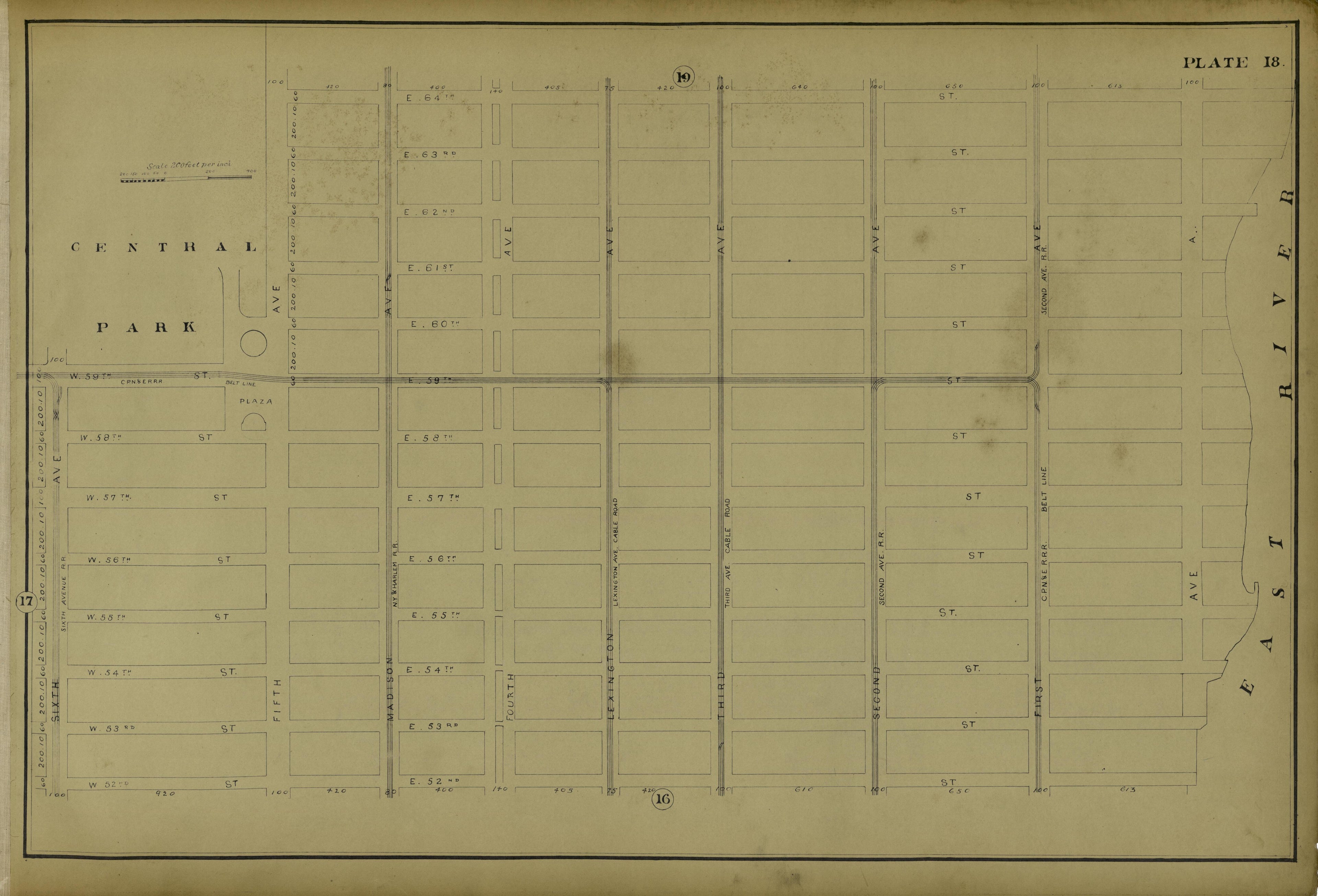 Plate 18 from Atlas of the City of New York Lying South of 166th St. Showing Surface Railroads 1896 by Relic Map Company