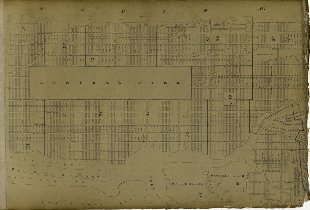 Central Park and Surrounding Area from Atlas of the City of New York Lying South of 166th St. Showing Surface Railroads 1896 by Relic Map Company