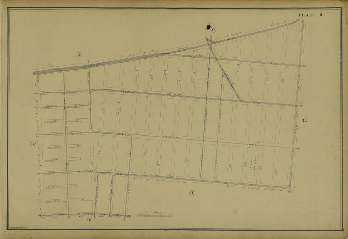 Plate 8 from Atlas of the City of New York Lying South of 166th St. Showing Surface Railroads 1896 by Relic Map Company