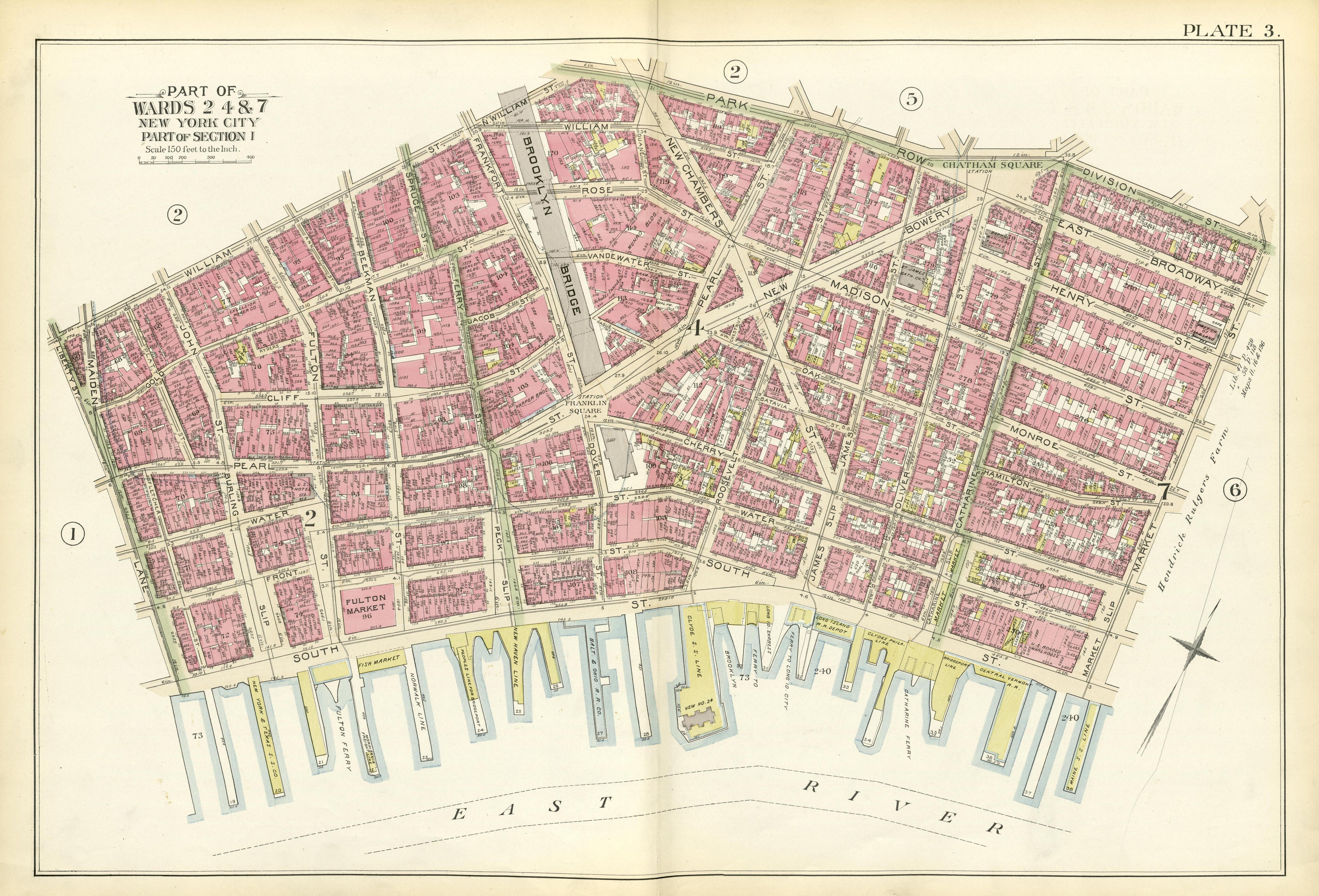 Part of Wards 2, 4 & 7 from Atlas of the City of New York, Manhattan Island : from Actual Surveys and Official Plans 1894 by Relic Map Company