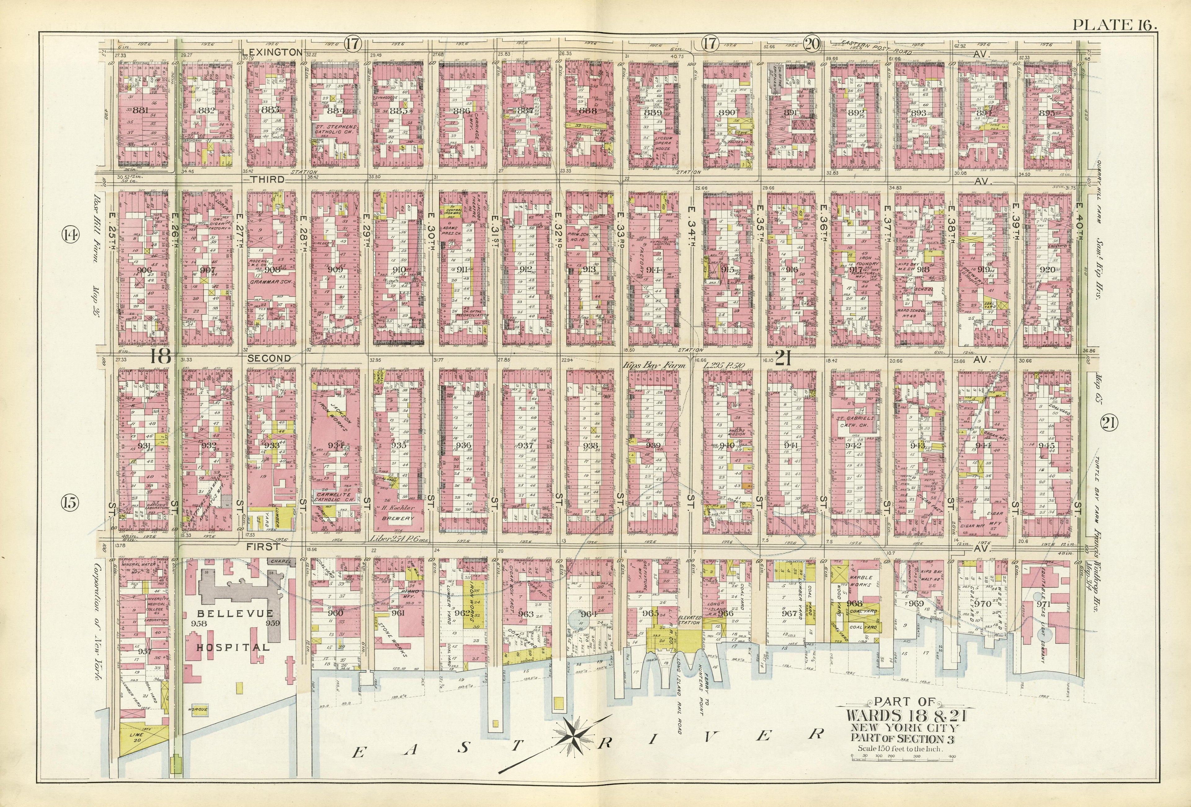 Part of Wards 18 & 21 from Atlas of the City of New York, Manhattan Island : from Actual Surveys and Official Plans 1894 by Relic Map Company