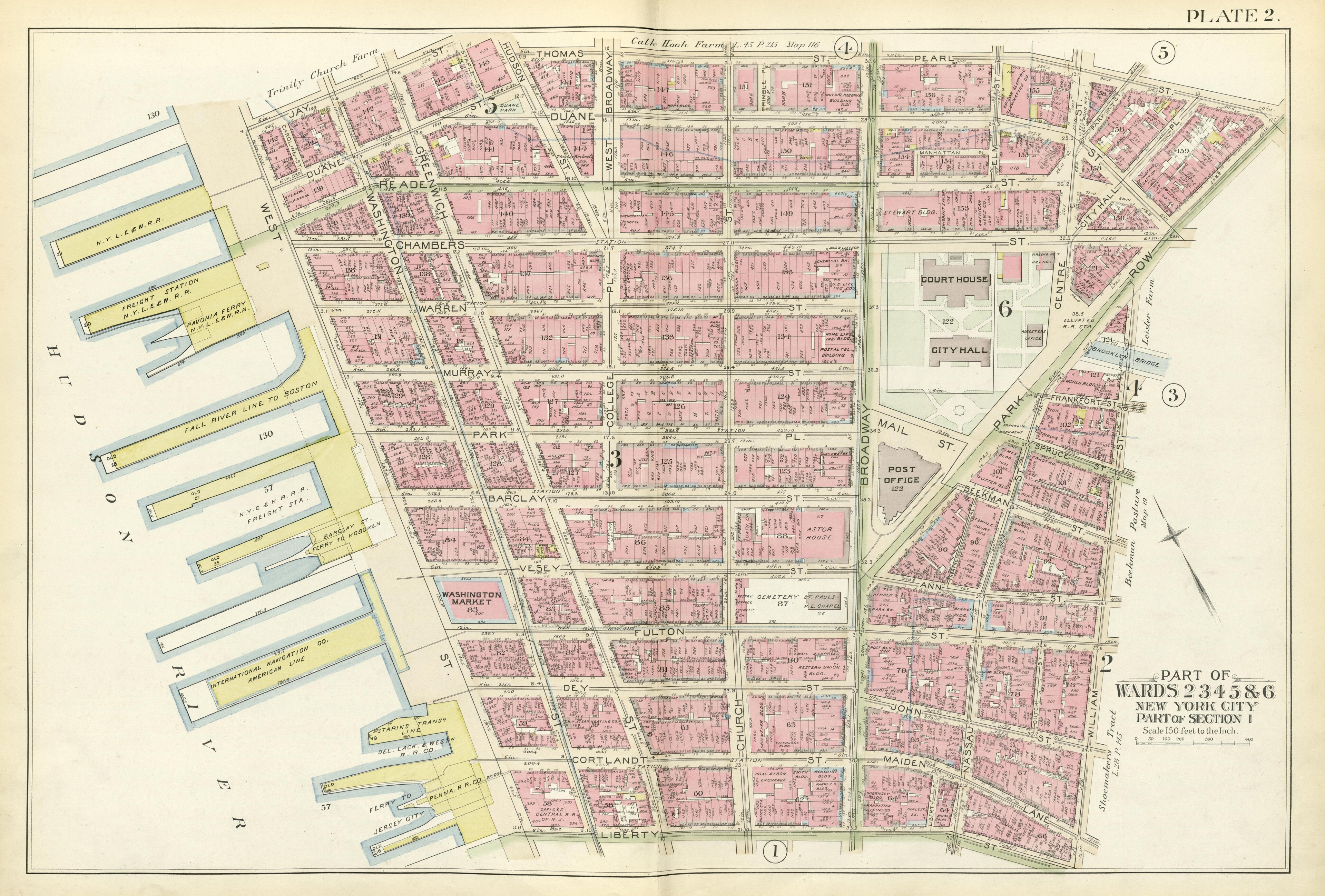 Part of Wards 2, 3, 4, 5 & 6 from Atlas of the City of New York, Manhattan Island : from Actual Surveys and Official Plans 1894 by Relic Map Company