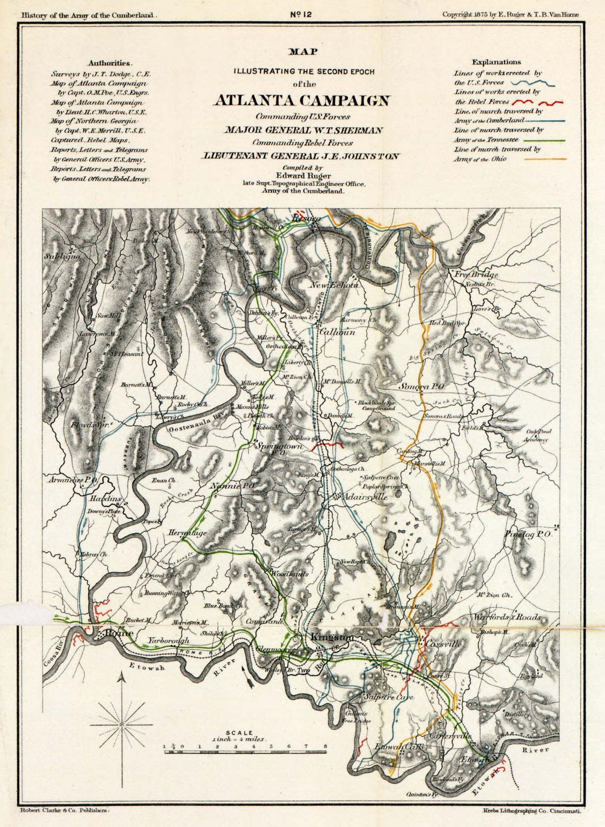 No. 12 - Second Epoch of Atlanta Campaign from History of the Army of the Cumberland : Its Organization, Campaigns, and Battles, Written at the Request of Major-General George H. Thomas Chiefly from His Private Military Journal and Official and Other ... by Relic Map Company