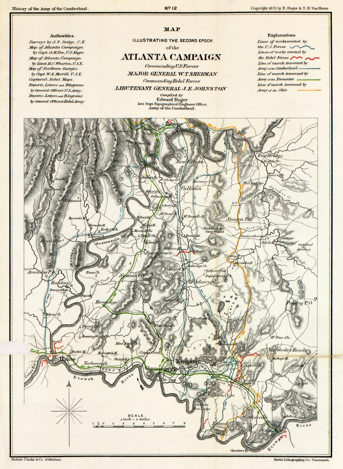 This old map of Southern States, was created by Ruger, Edward|Thomas, George H. (George Henry)|Van Horne, Thomas B. (Thomas Budd) in 1875