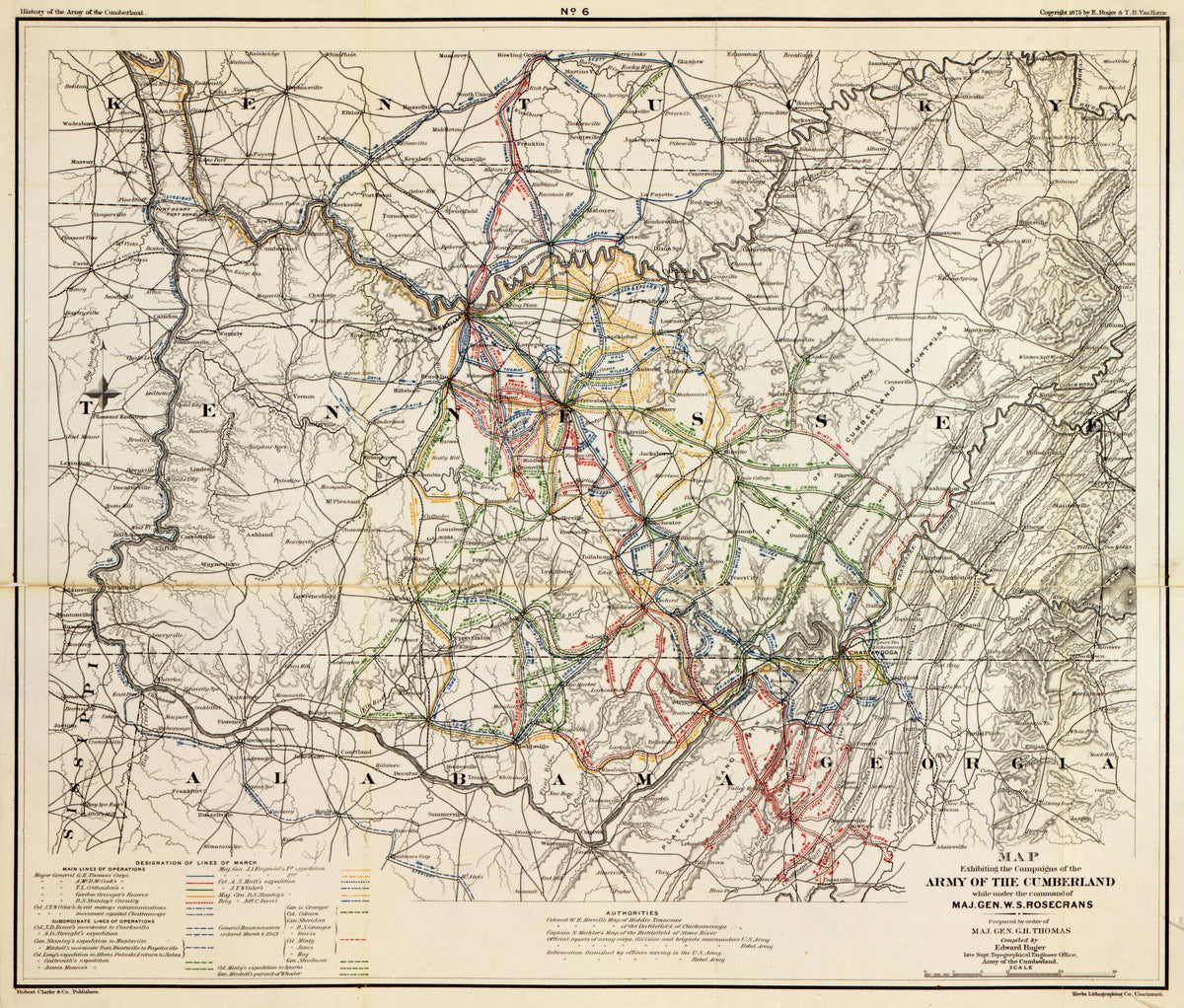 No. 6 - Army of the Cumberland Under Maj. Gen. W.S. Rosecrans from History of the Army of the Cumberland : Its Organization, Campaigns, and Battles, Written at the Request of Major-General George H. Thomas Chiefly from His Private Military Journal and... by Relic Map Company