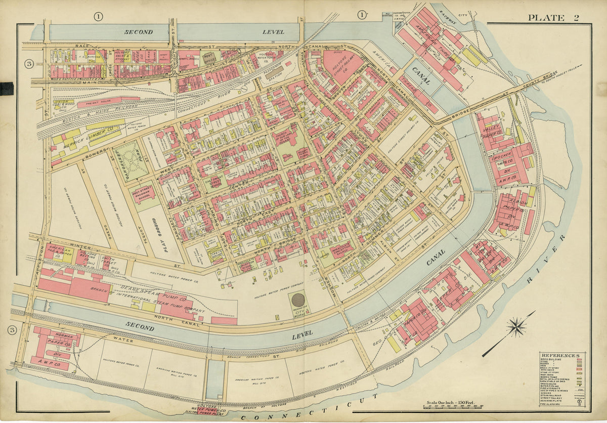 Plate 2 from Richards Standard Atlas of the City of Holyoke, Massachusetts : Containing Ten Double Page Maps In Colors, Covering the Entire City, Showing Every Lot Line, Building, Owners&