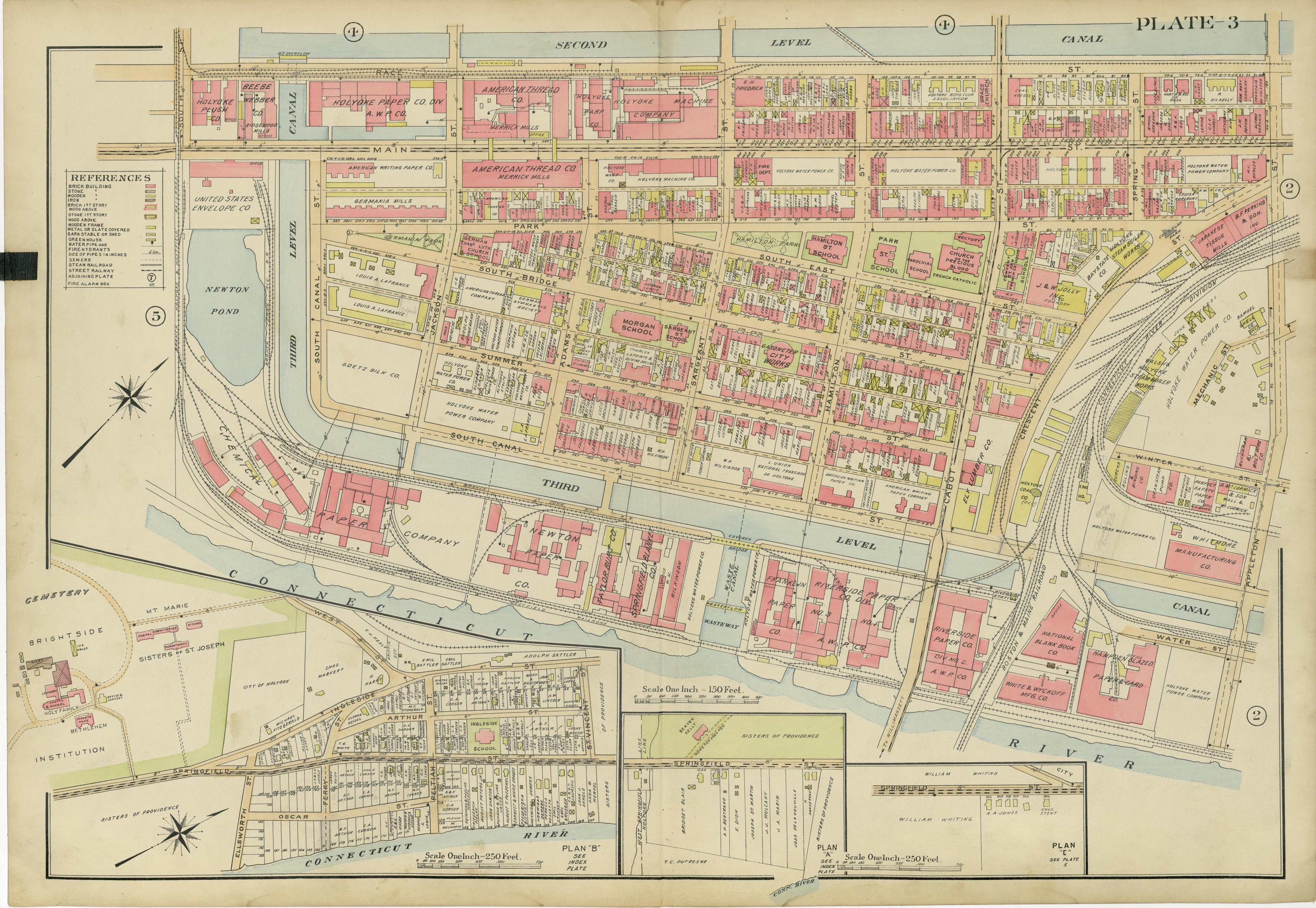 Plate 3 from Richards Standard Atlas of the City of Holyoke, Massachusetts : Containing Ten Double Page Maps In Colors, Covering the Entire City, Showing Every Lot Line, Building, Owners&
