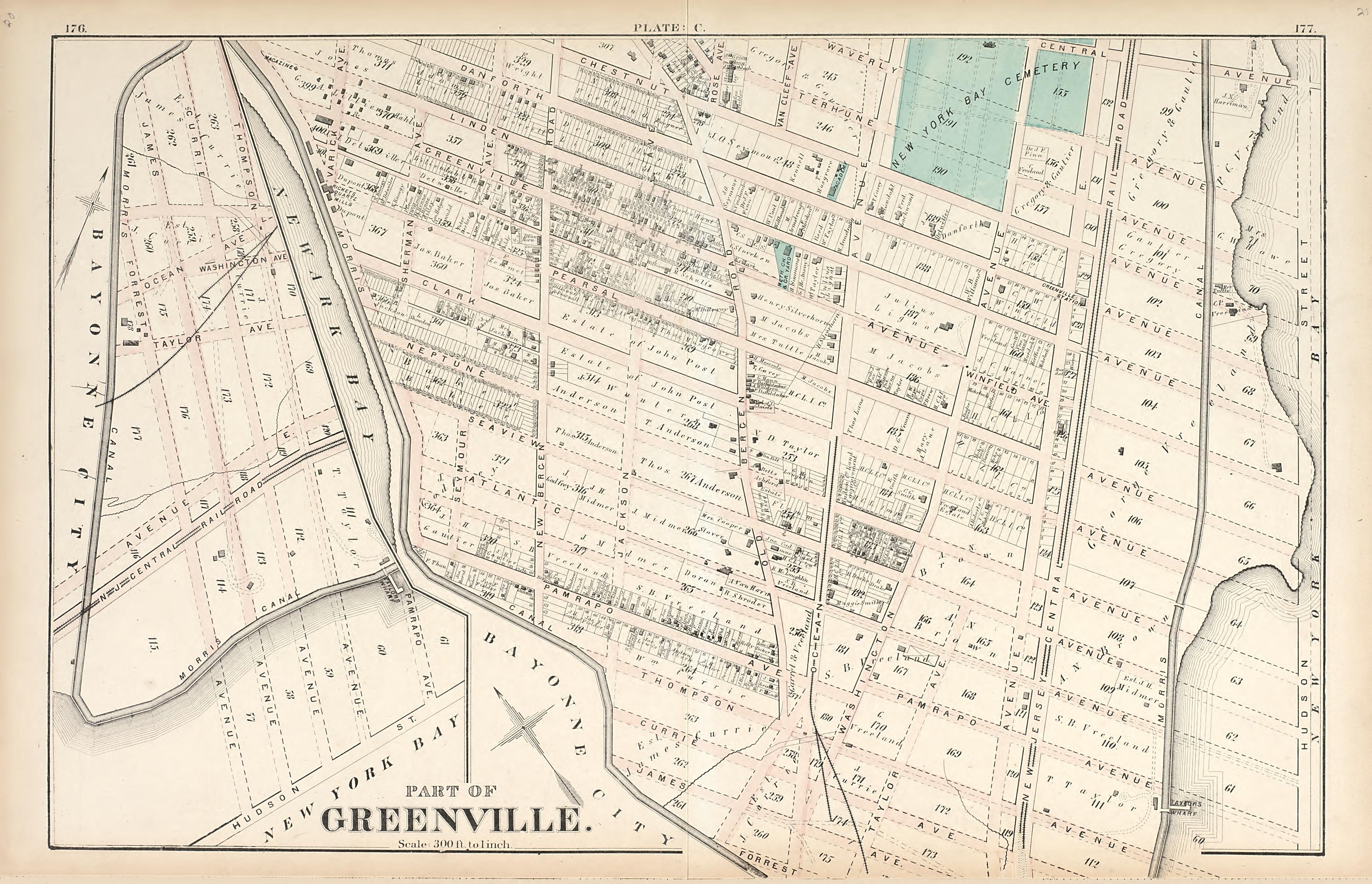 Greenville - 3 from Combined Atlas of the State of New Jersey and the Late Township of Greenville, Now Part of Jersey City, from Actual Survey Official Records & Private Plans 1873 by Relic Map Company