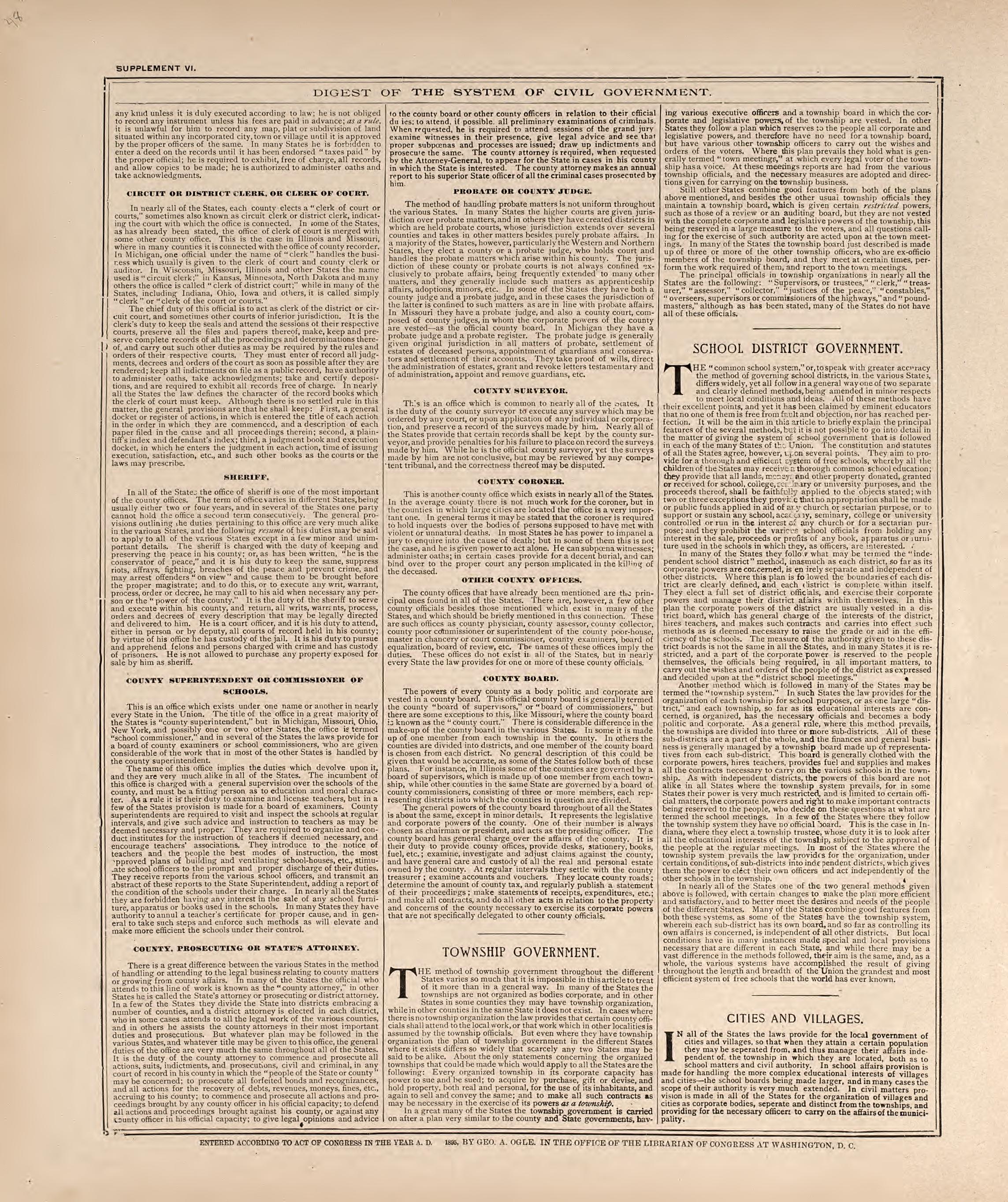 Digest of the System of Civil Government from 20th Century Atlas of Clinton County, Indiana : Containing Maps of Villages, Cities and Townships of the County, of the State, United States and World, Farmers Directory, Business Directory and General Inf... by Relic Map Company